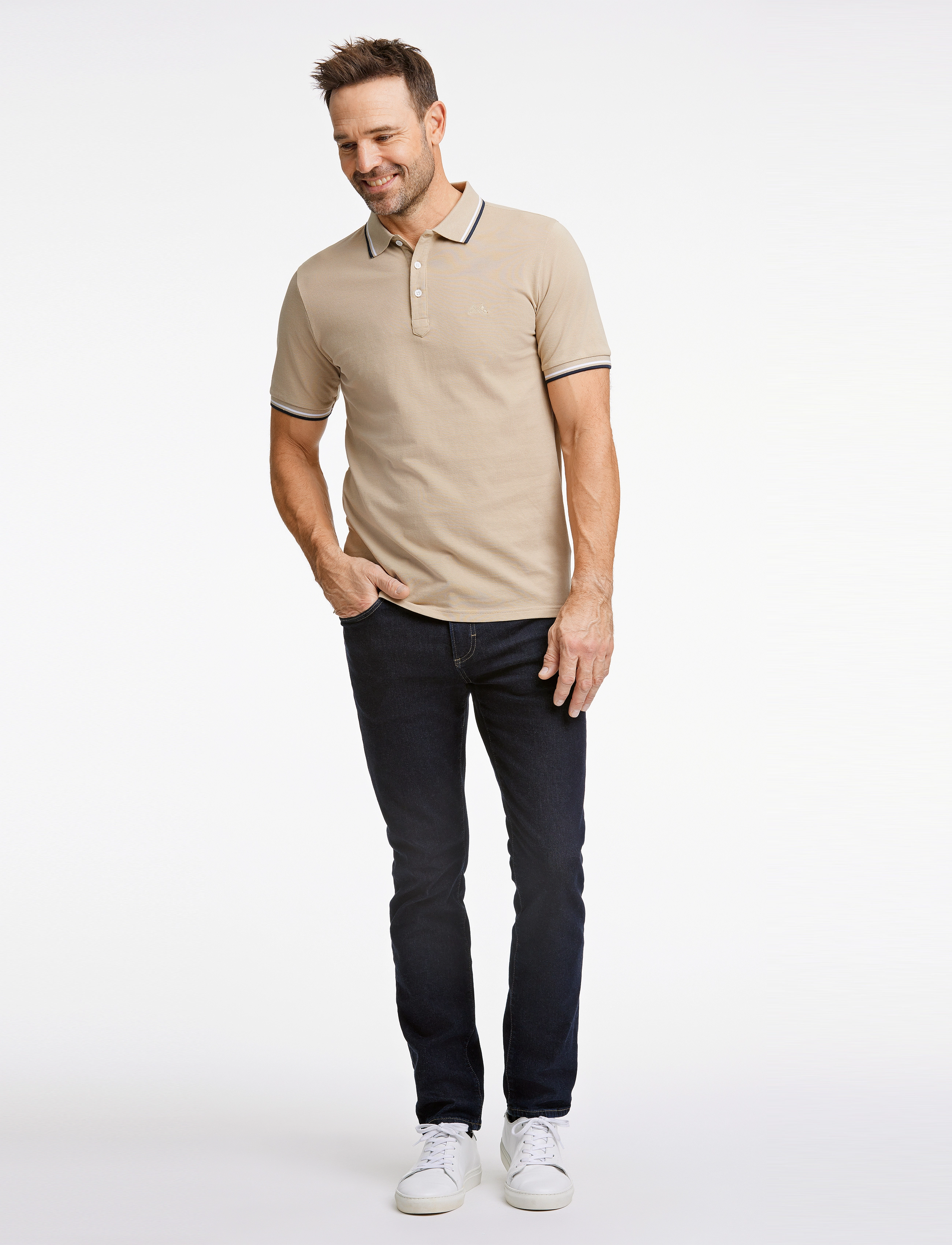 Lindbergh - Polo shirt with contrast piping - laveste priser - stone - 4
