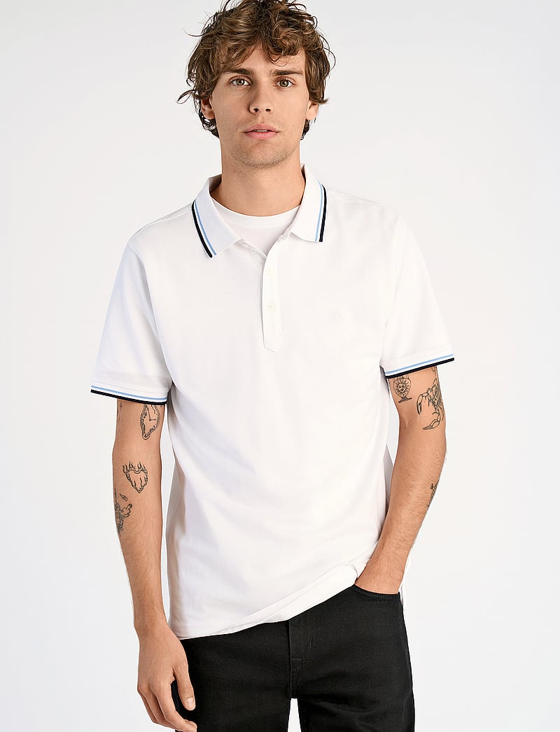 Lindbergh - Polo shirt with contrast piping - kortærmede poloer - white wave - 0