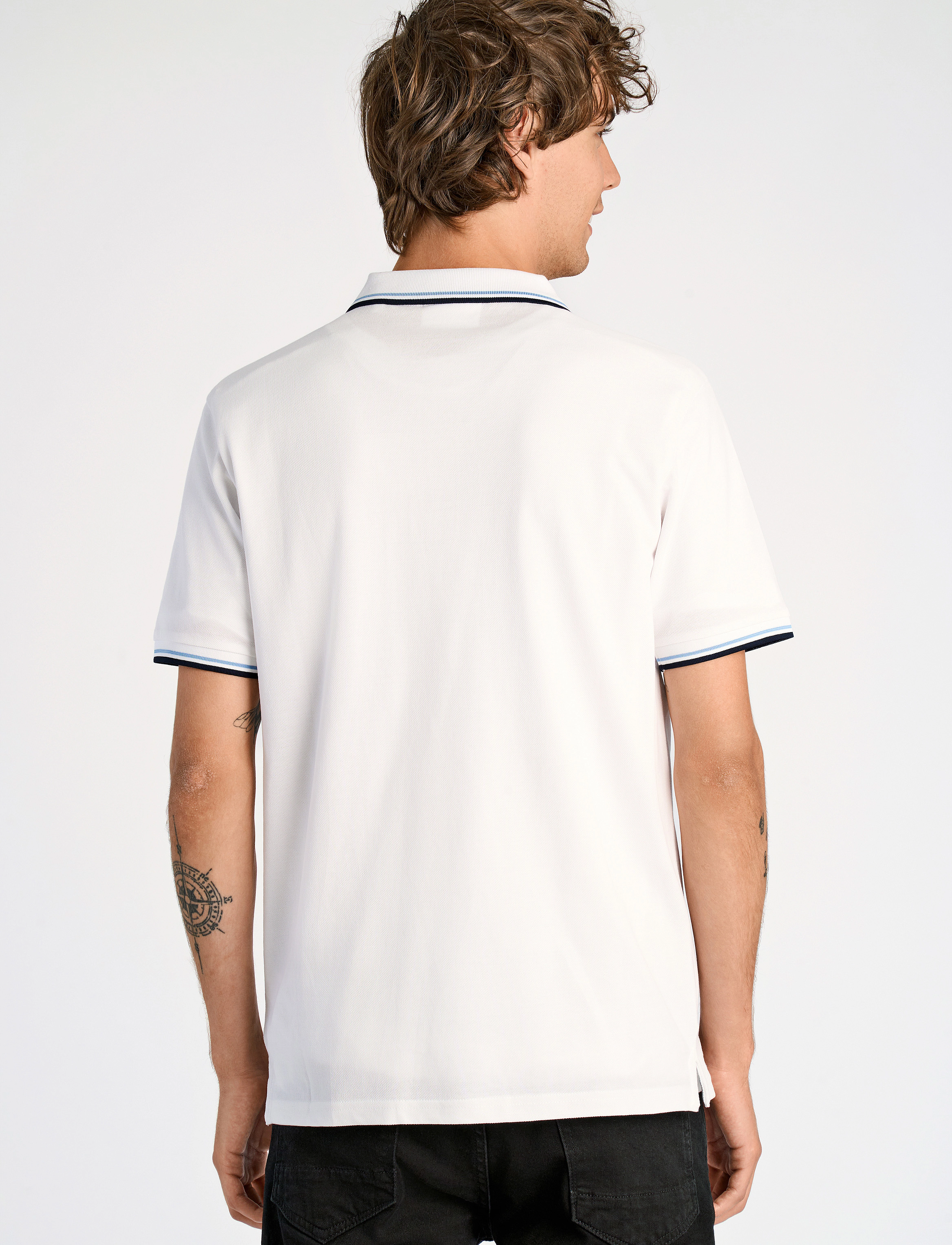 Lindbergh - Polo shirt with contrast piping - kortærmede poloer - white wave - 3