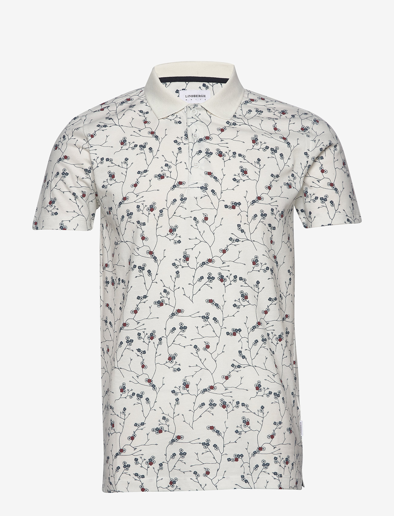 Lindbergh - Floral print polo shirt S/S - off white - 0