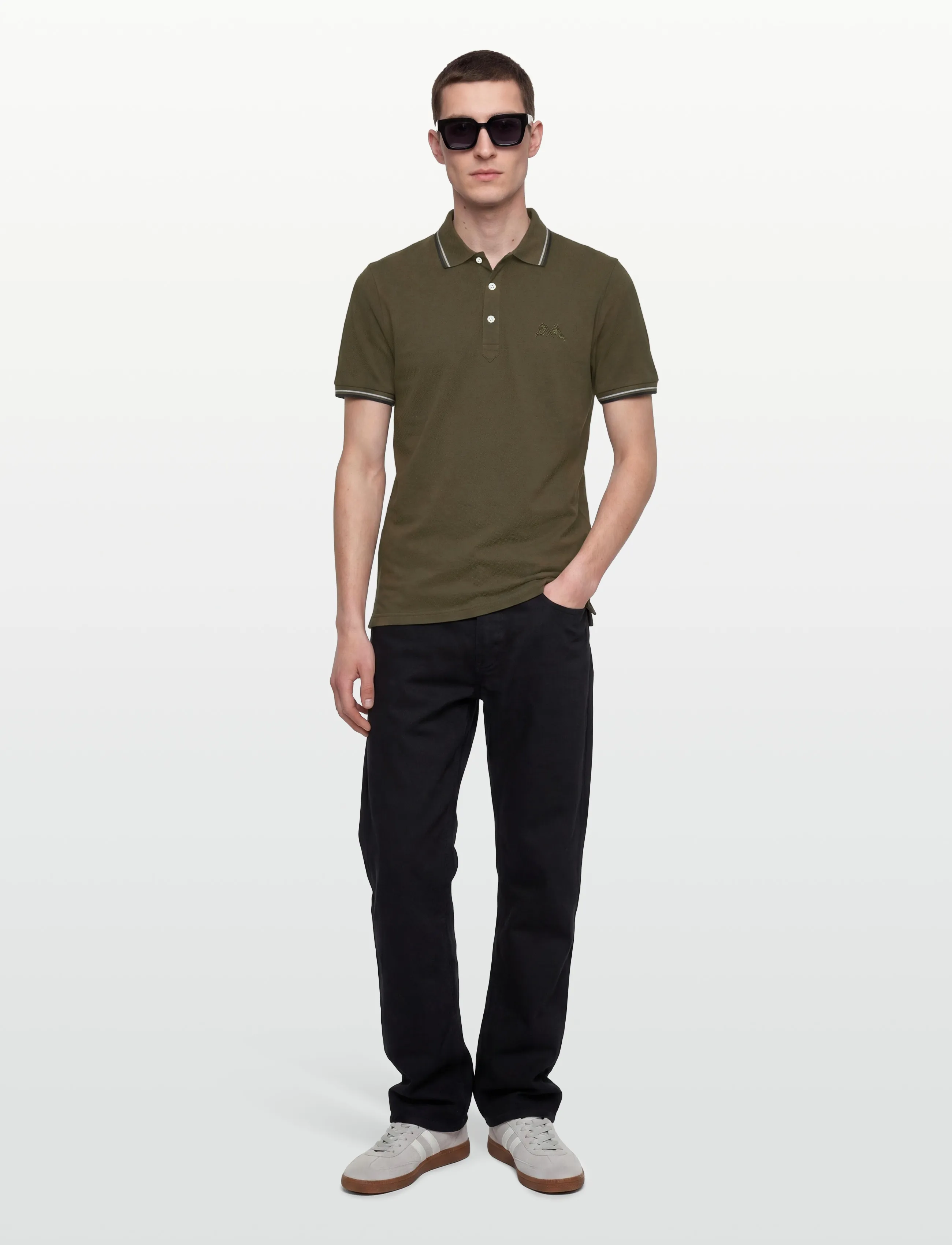 Lindbergh Polo shirt w?. contrast piping - Lühikeste varrukatega polod - ARMY 424 / khaki/green