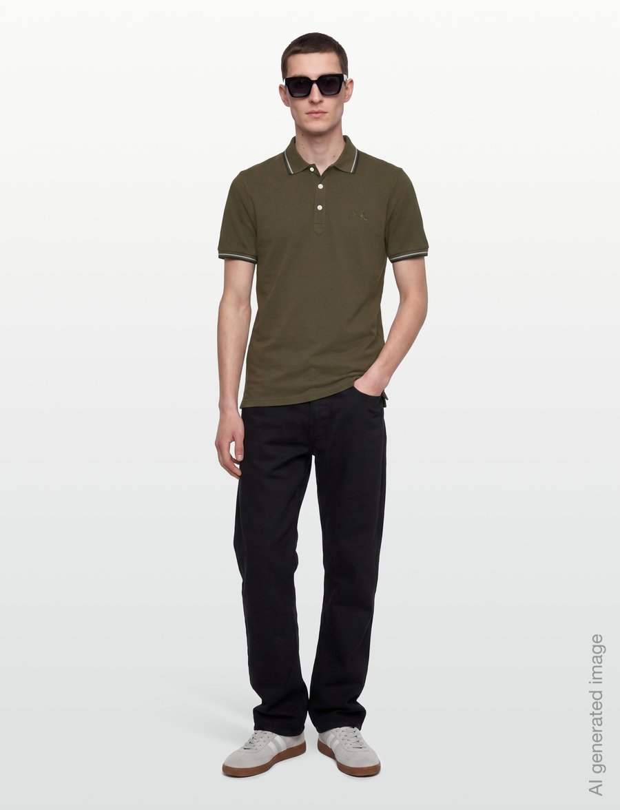 Lindbergh - Polo shirt with contrast piping - kortärmade pikéer - army 424 - 0