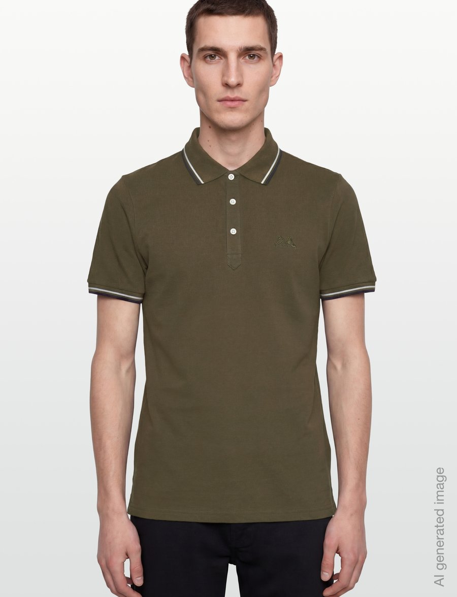 Lindbergh - Polo shirt with contrast piping - kortärmade pikéer - army 424 - 3