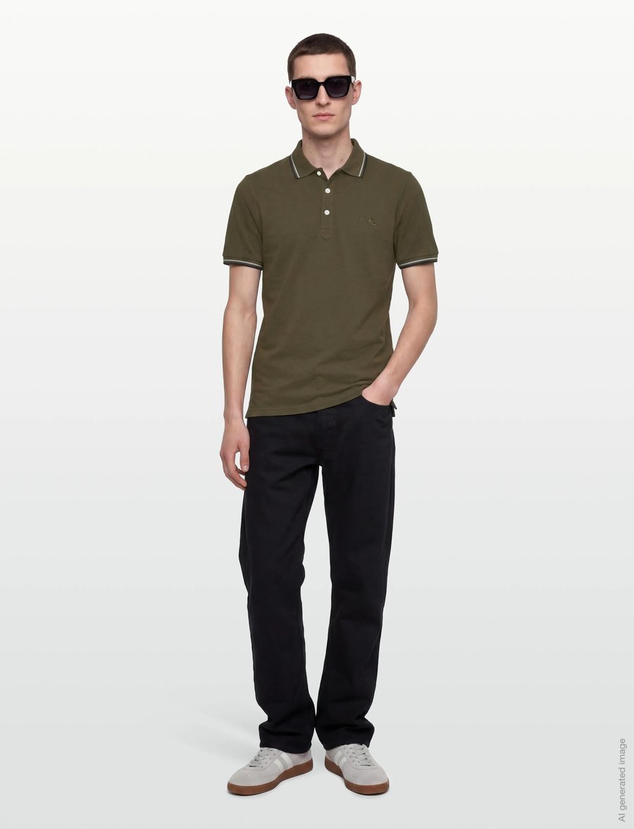 Lindbergh - Polo pique w. contrast piping - kurzärmelig - army 424 - 0