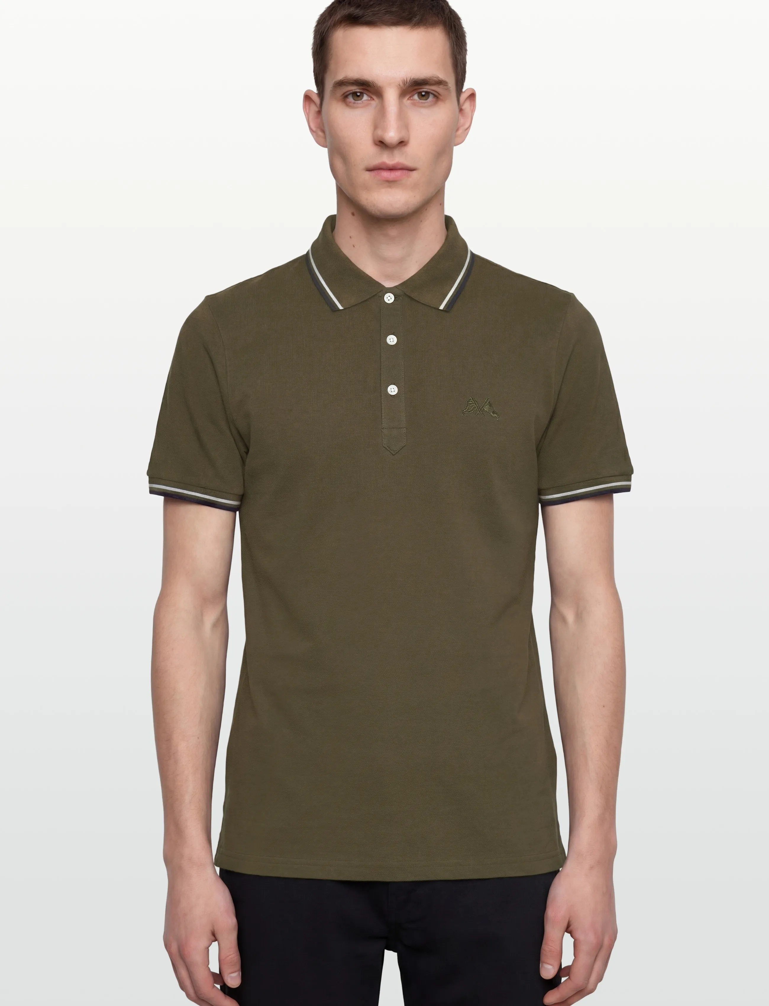 Lindbergh - Polo pique w. contrast piping - kortærmede poloer - army 424 - 3