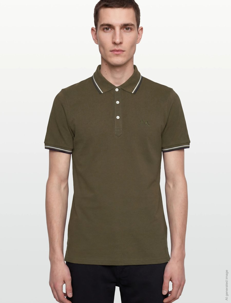 Lindbergh - Polo pique w. contrast piping - kurzärmelig - army 424 - 3