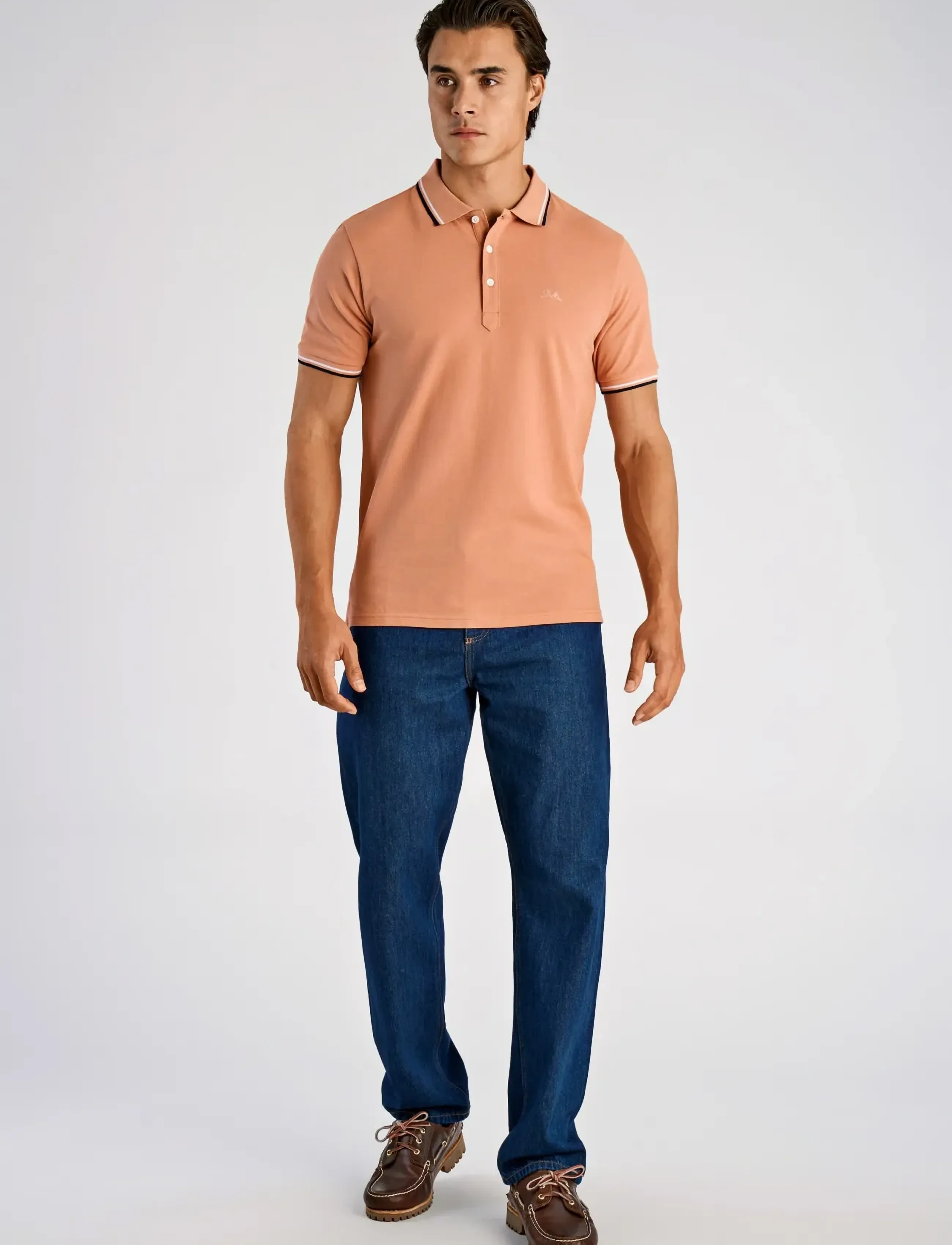 Lindbergh Polo pique w. contrast piping - Lindbergh - BAKED ROSE / coral