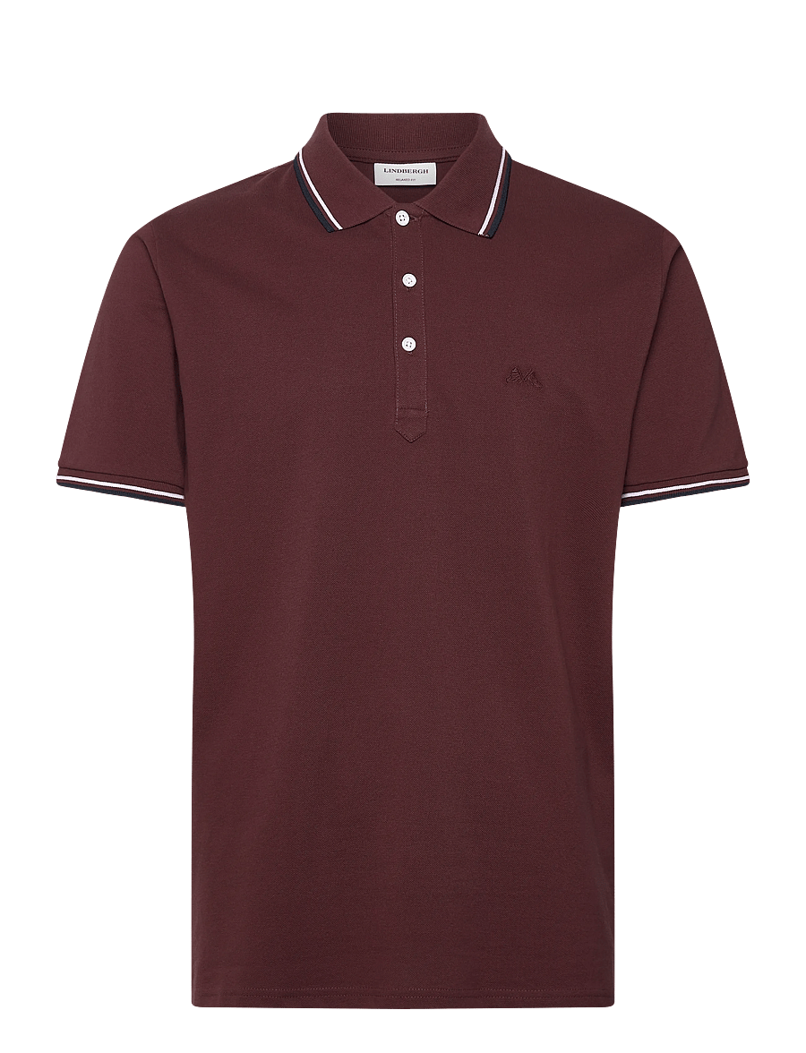 Lindbergh - Polo pique w. contrast piping - kurzärmelig - burgundy - 0