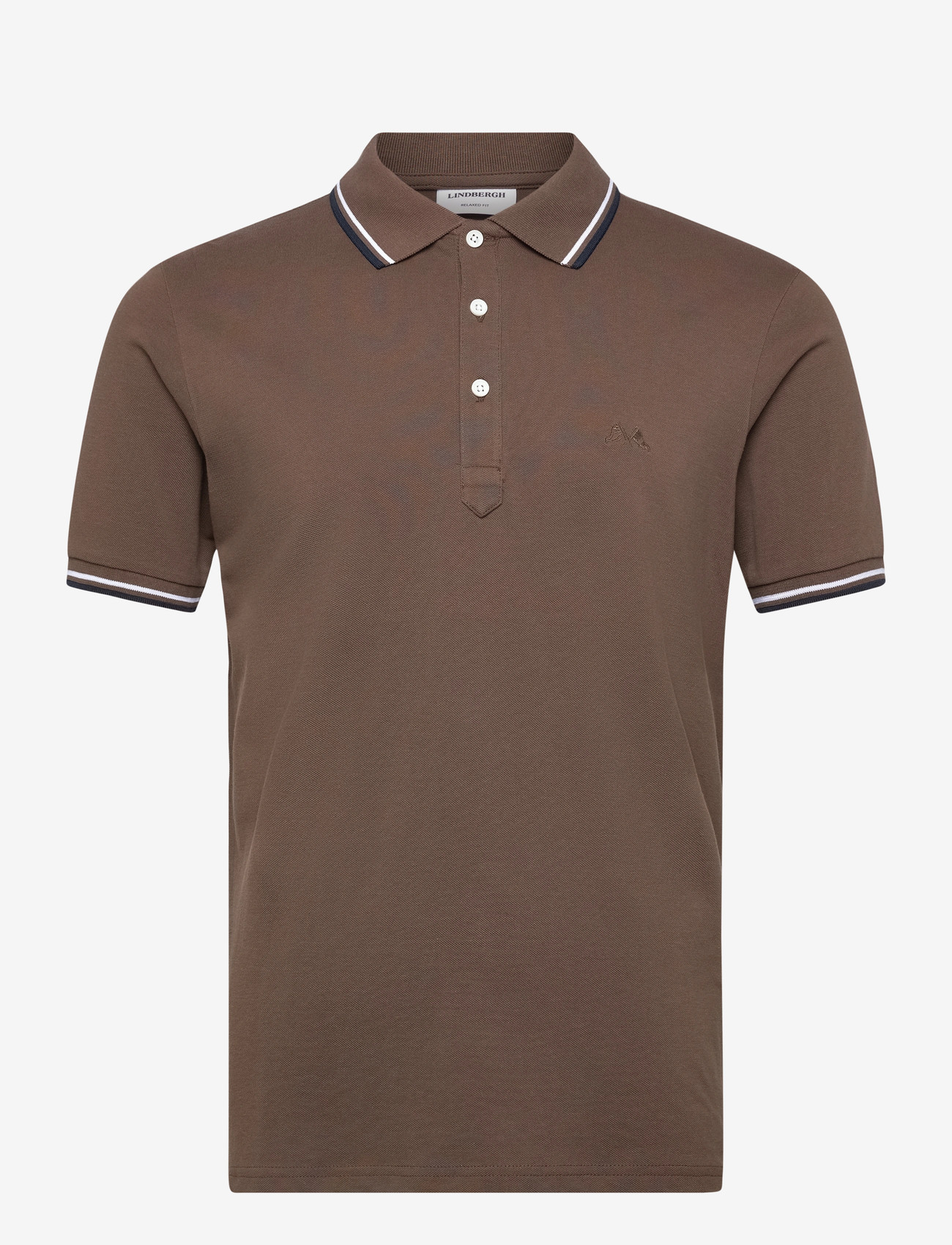 Lindbergh - Polo shirt w?. contrast piping - kortärmade pikéer - dk brown - 0