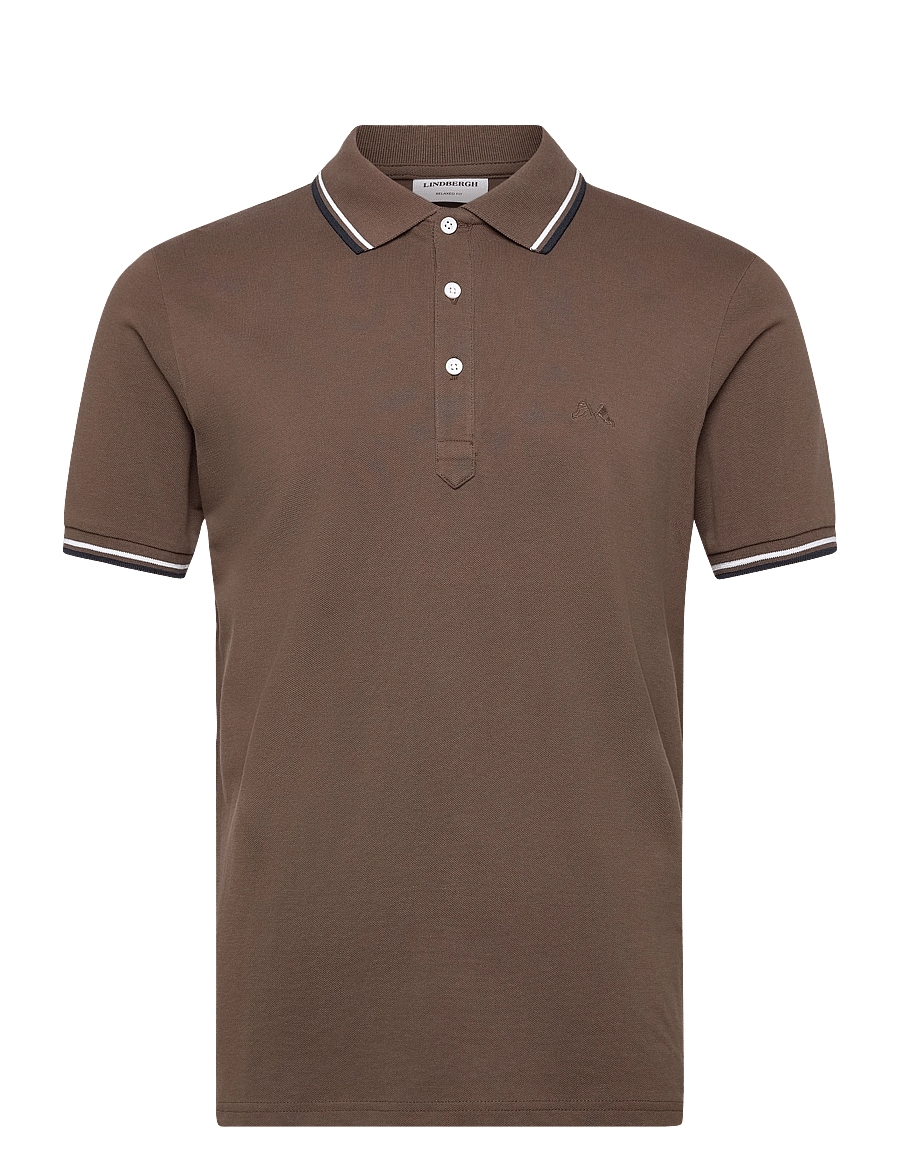 Lindbergh - Polo pique w. contrast piping - kurzärmelig - dk brown - 0