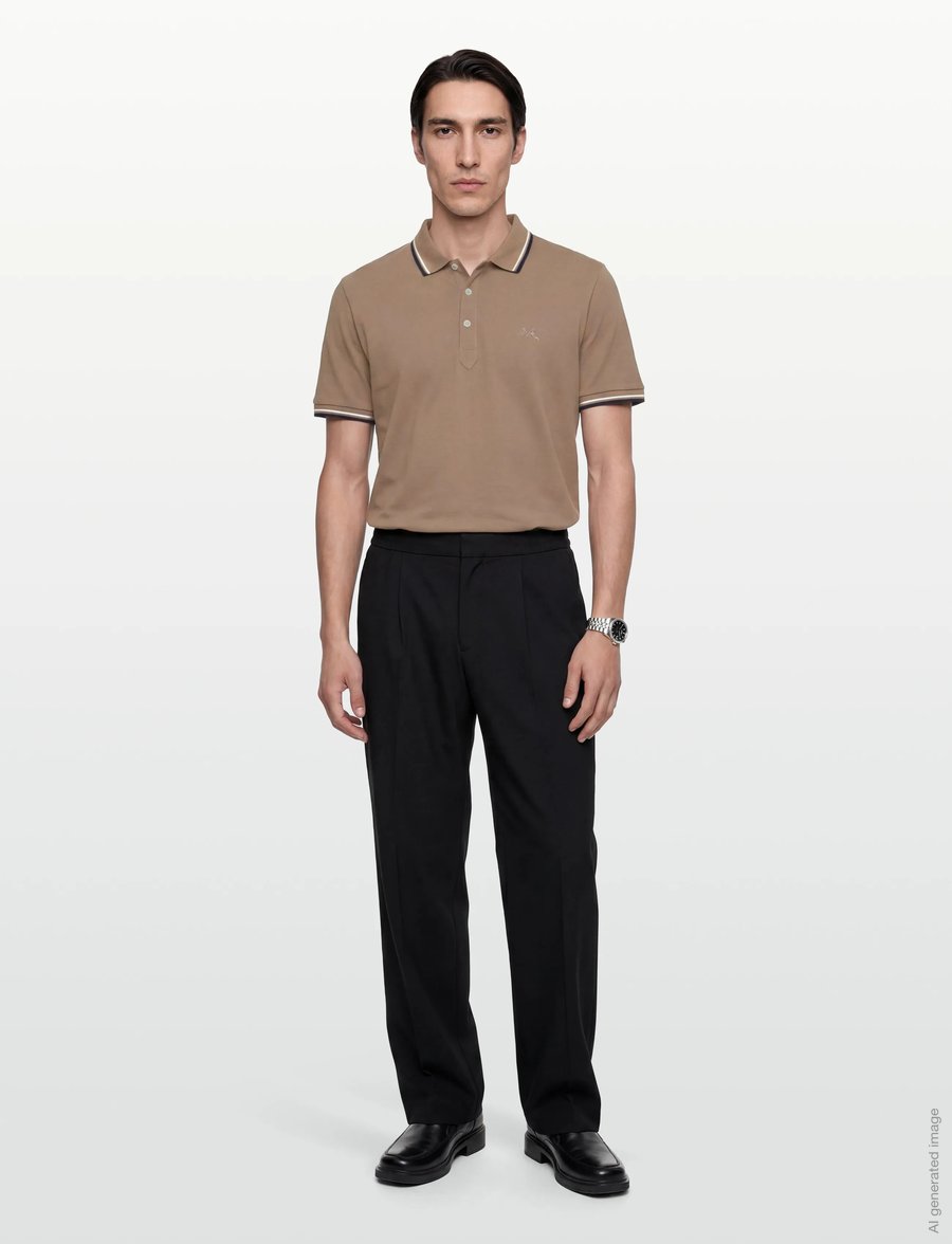 Lindbergh - Polo shirt w?. contrast piping - kurzärmelig - dk stone - 0