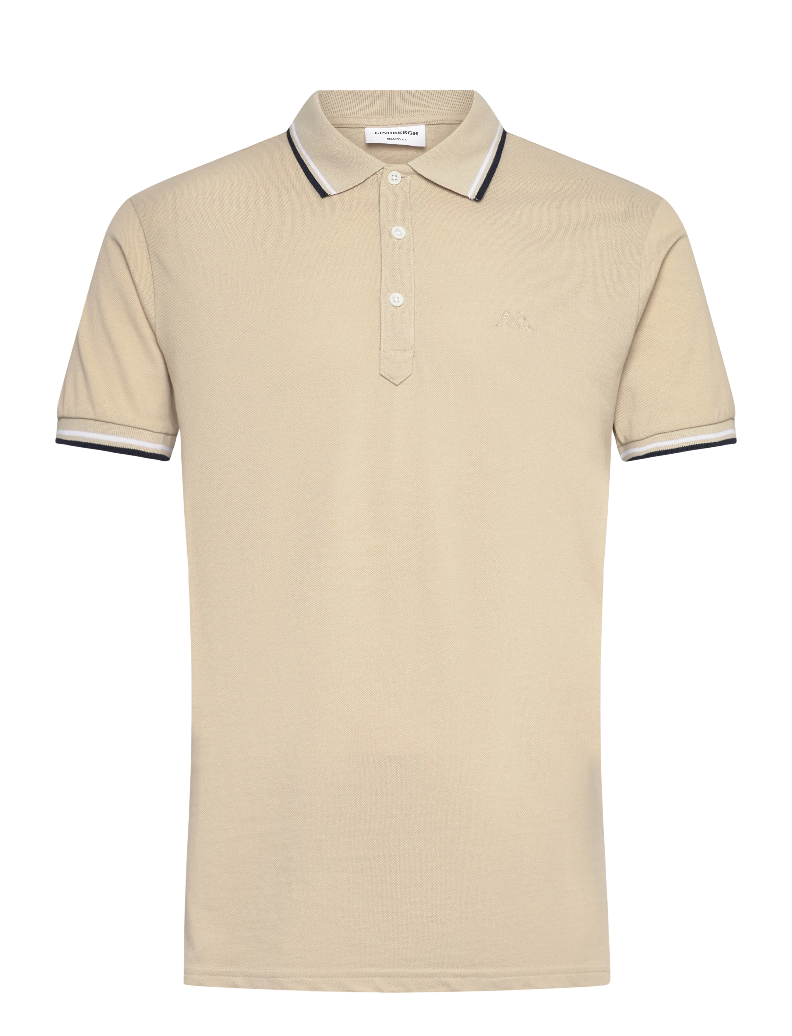 Lindbergh Polo pique w. contrast piping - Lindbergh - LT STONE GREY / cream
