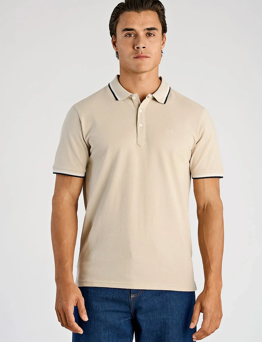 Lindbergh - Polo pique w. contrast piping - kurzärmelig - lt stone grey - 3