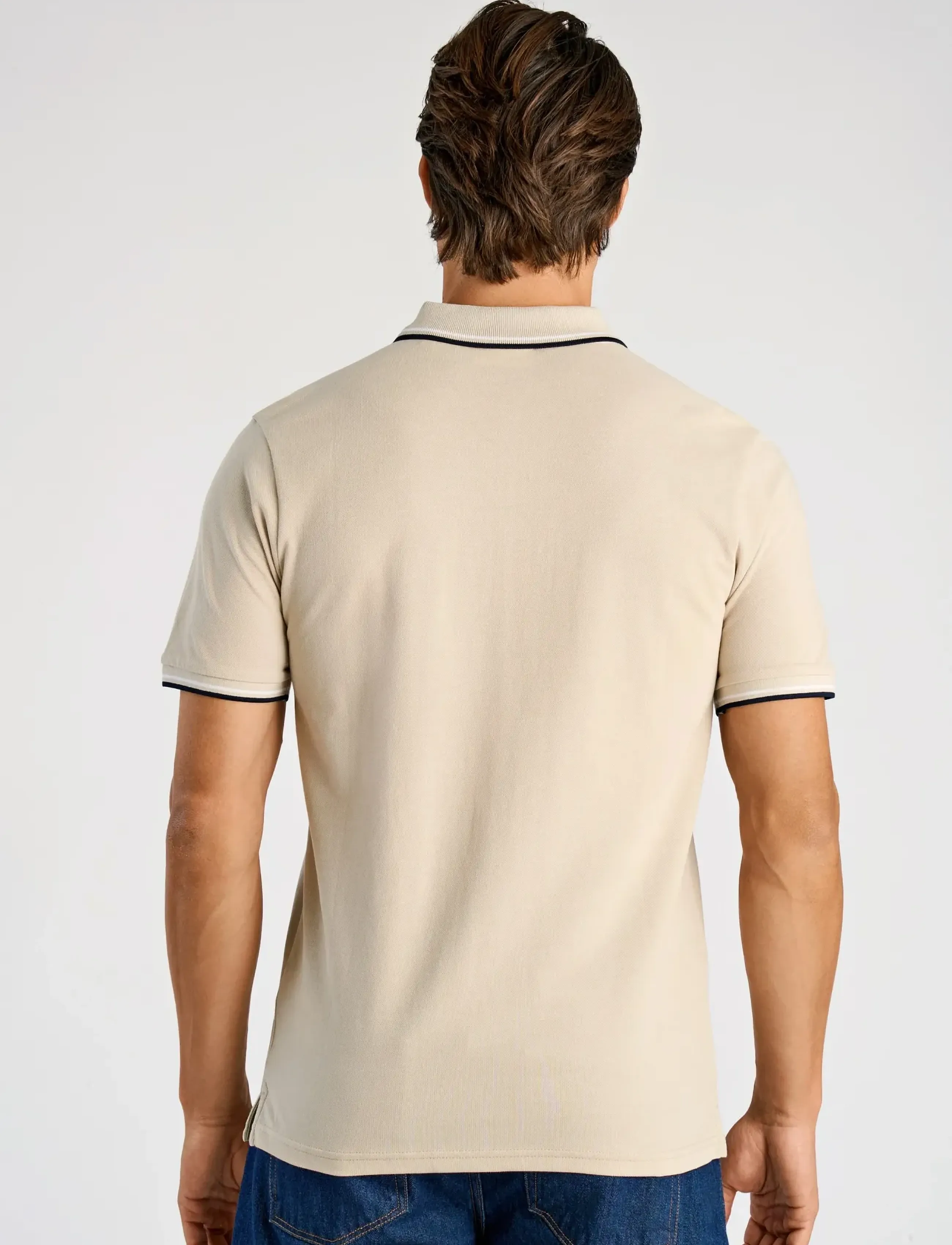 Lindbergh - Polo pique w. contrast piping - kortærmede poloer - lt stone grey - 4