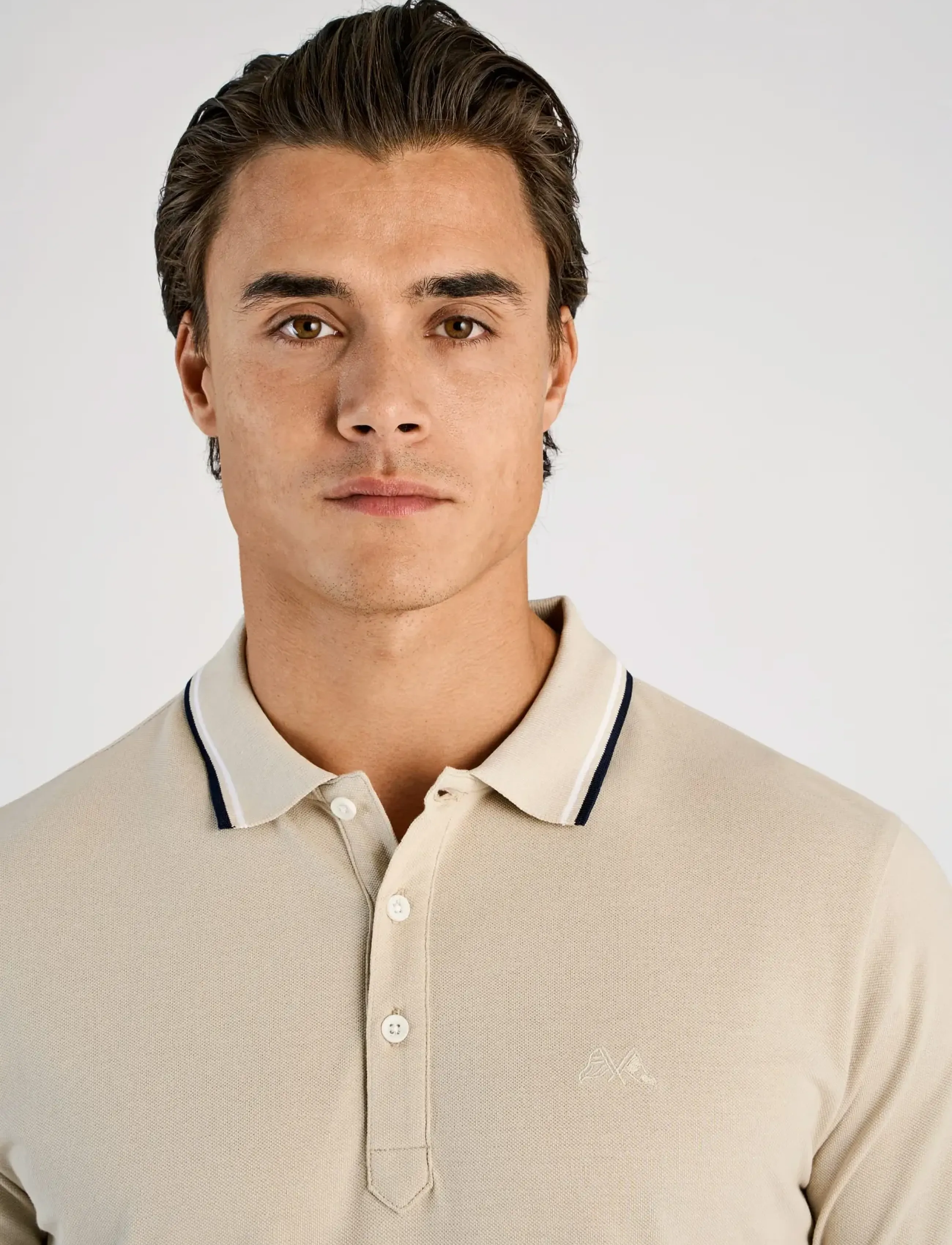 Lindbergh - Polo pique w. contrast piping - kortærmede poloer - lt stone grey - 5