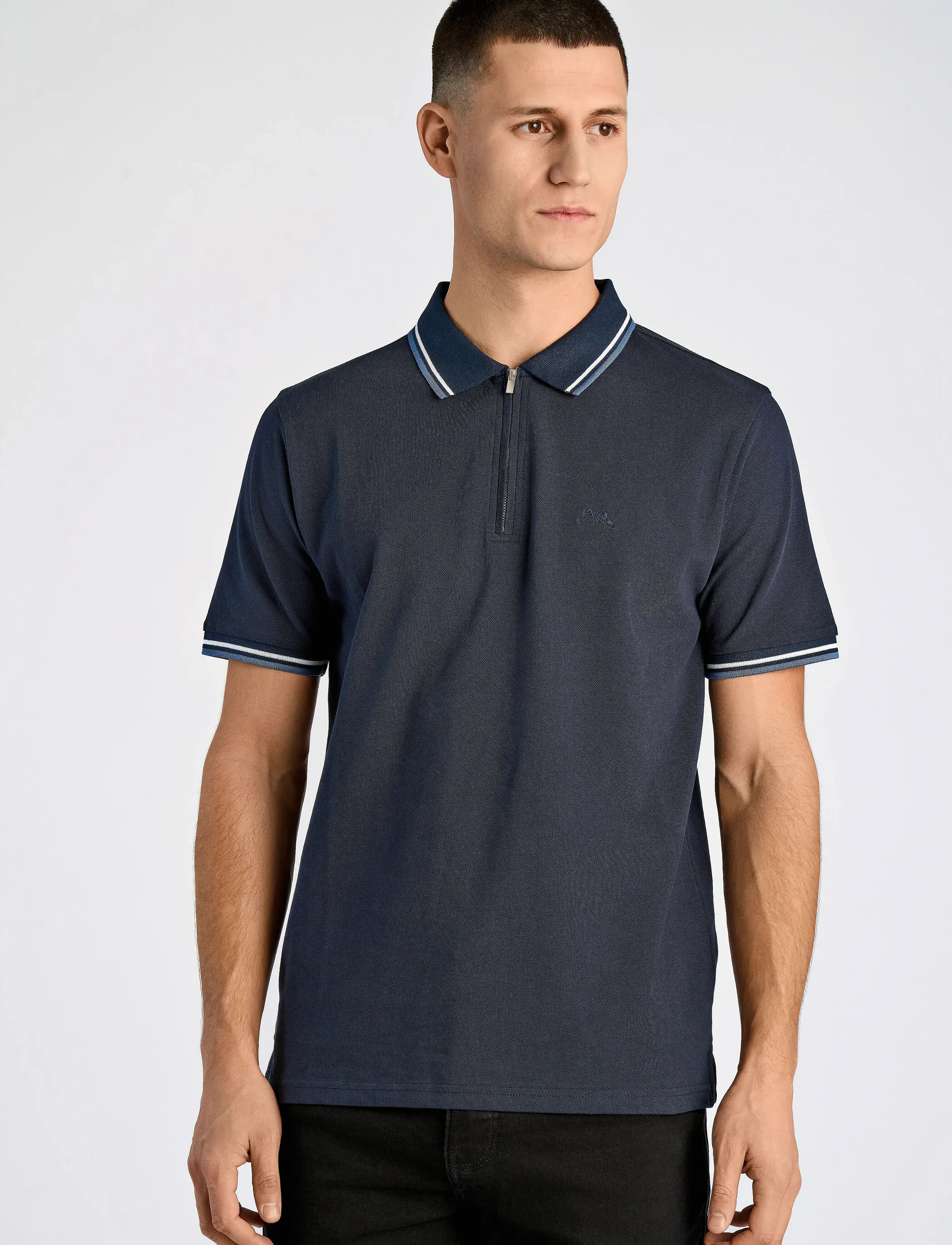 Lindbergh Polo pique w. contrast piping - Poloshirts - NAVY 424 / navy