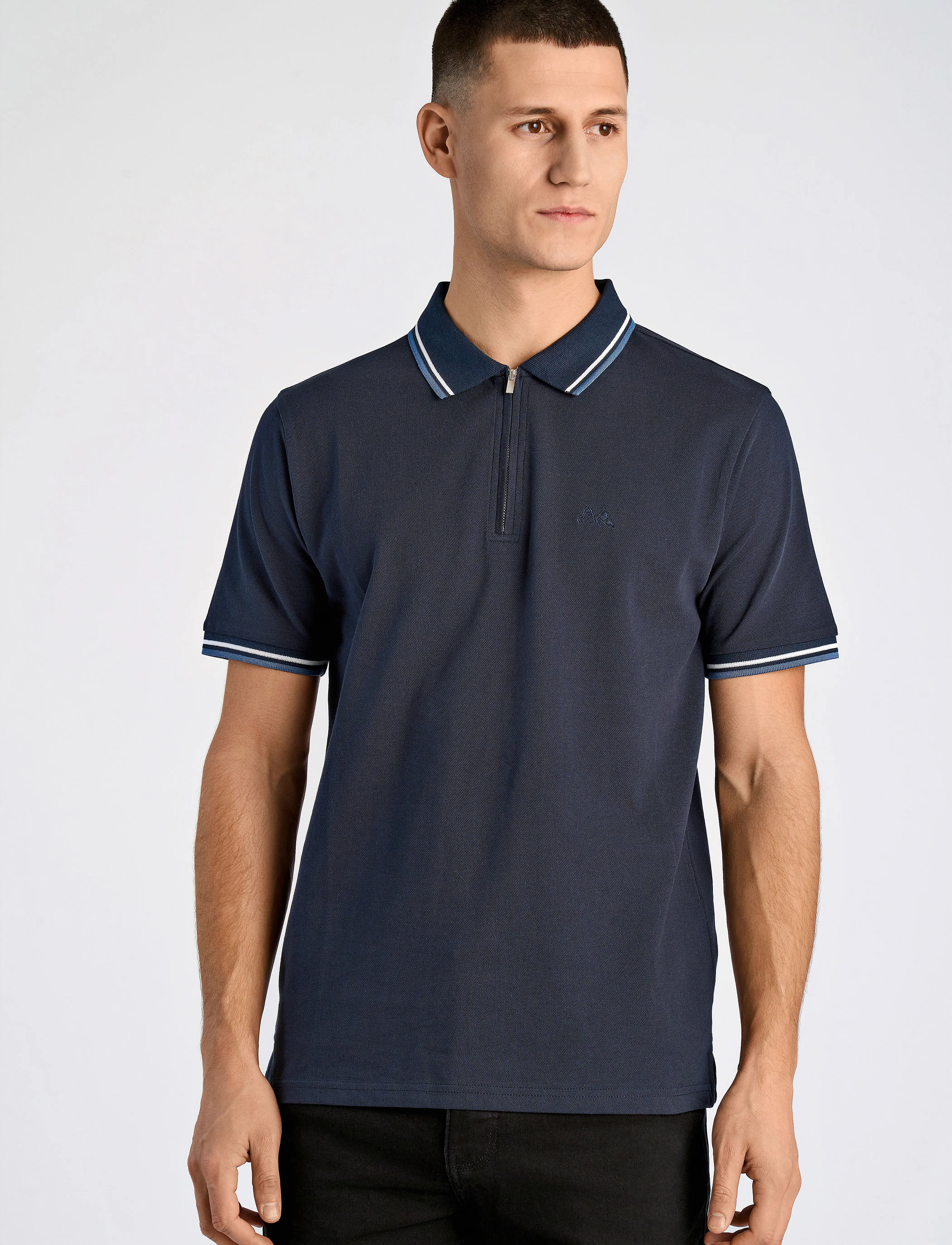 Lindbergh Polo pique w. contrast piping - Poloshirts - NAVY 424 / navy
