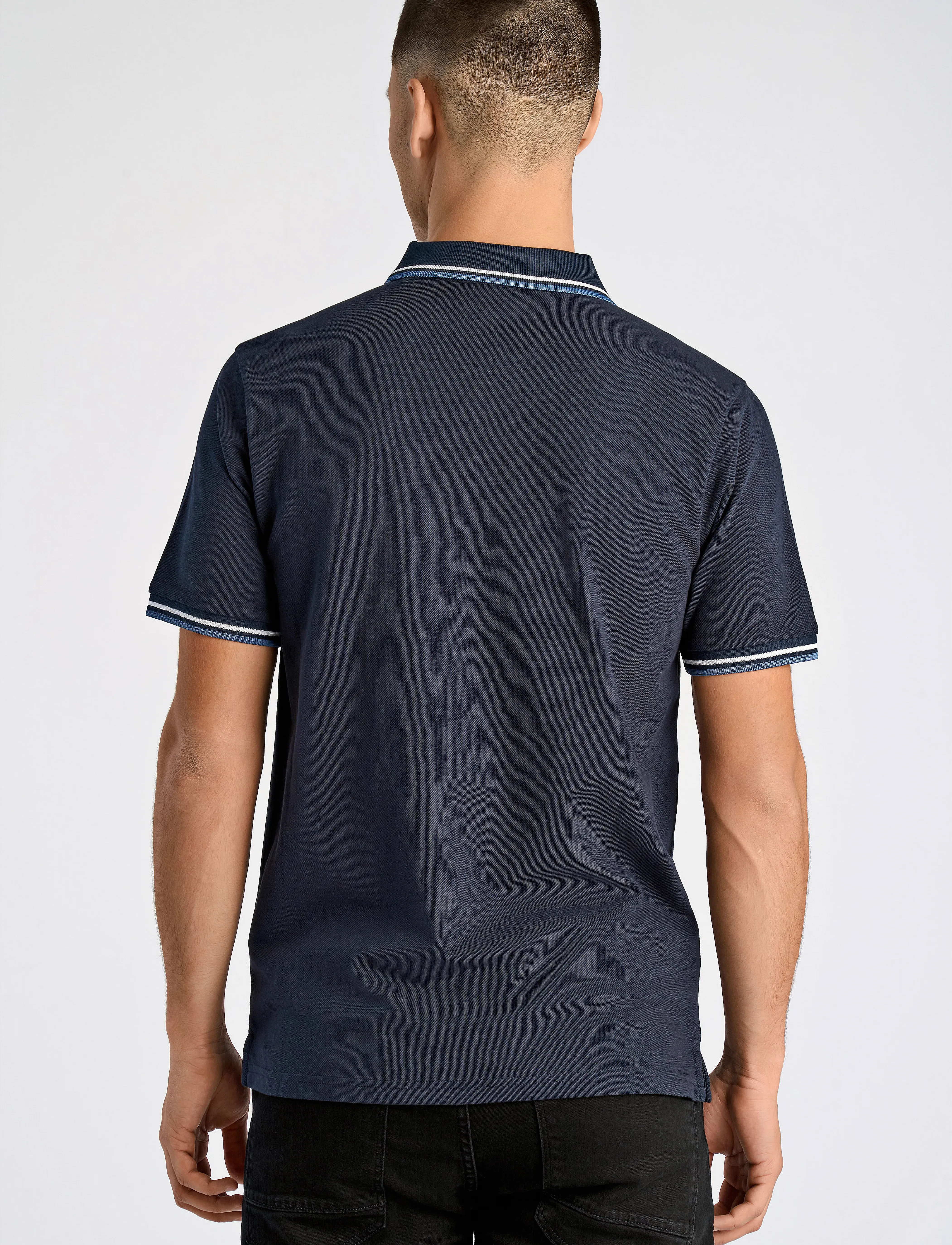 Lindbergh - Polo pique w. contrast piping - kortærmede poloer - navy 424 - 3