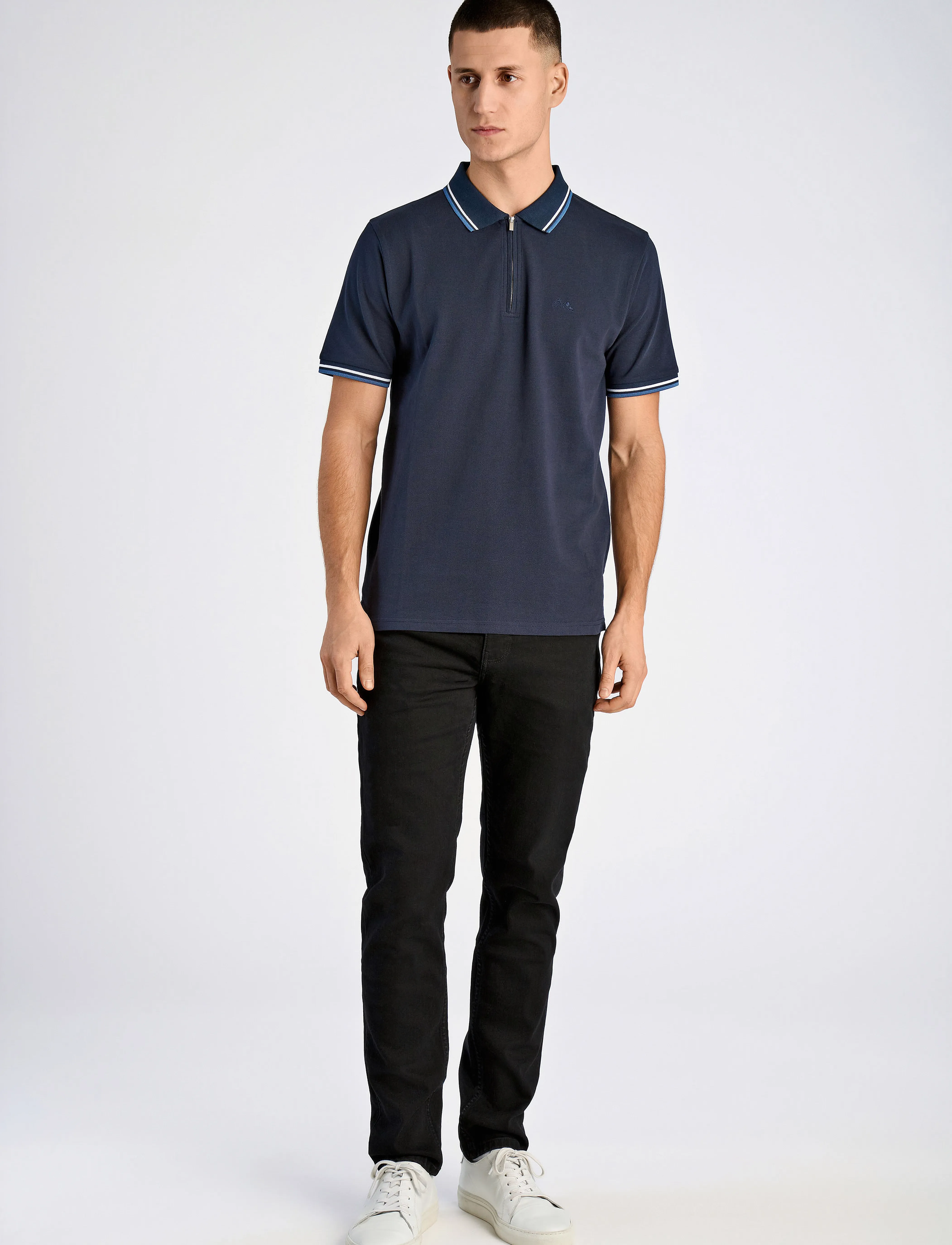 Lindbergh - Polo pique w. contrast piping - kortærmede poloer - navy 424 - 4