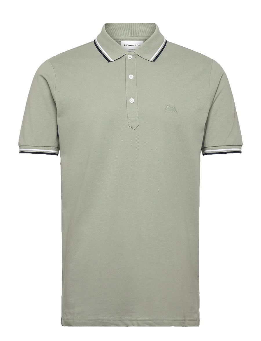 Lindbergh - Polo pique w. contrast piping - kurzärmelig - sage green - 1