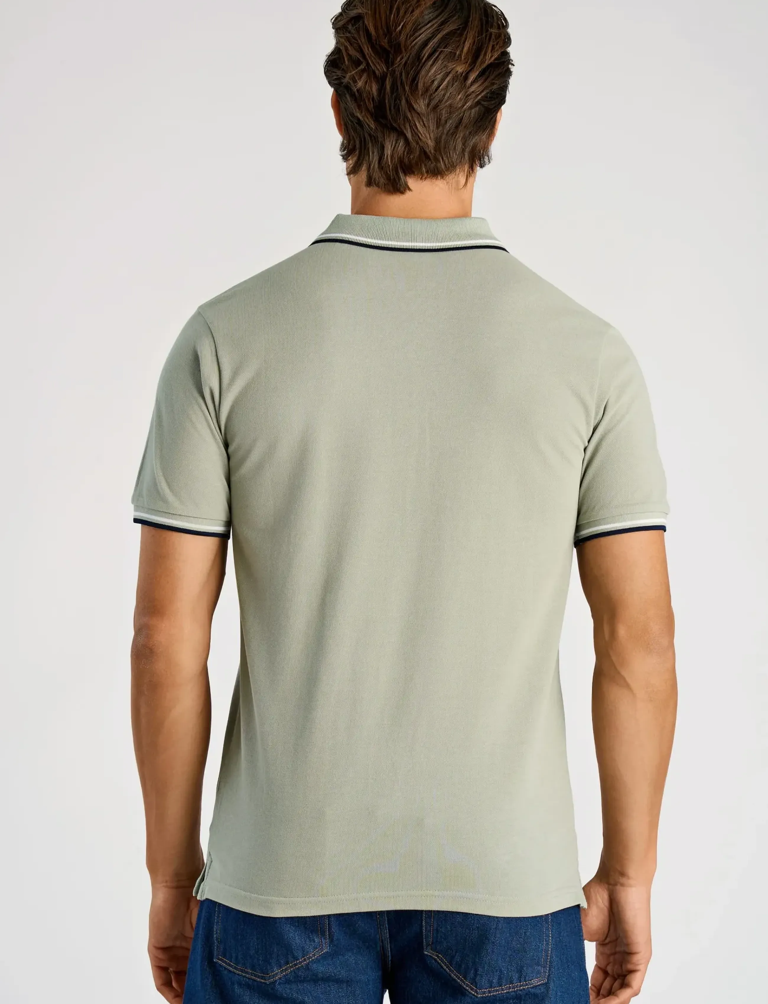 Lindbergh - Polo pique w. contrast piping - kortærmede poloer - sage green - 4