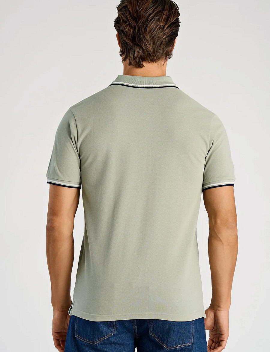 Lindbergh - Polo pique w. contrast piping - kurzärmelig - sage green - 4