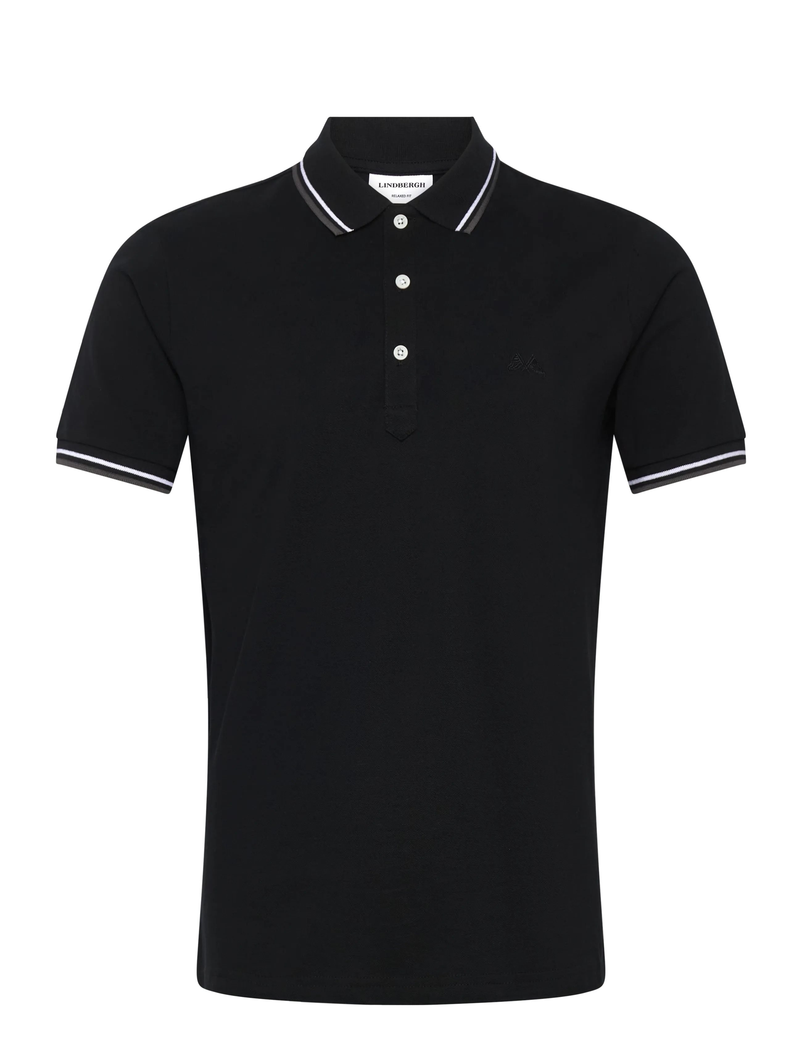 Lindbergh Polo pique w. contrast piping - Poloshirts - SPACE BLACK / black