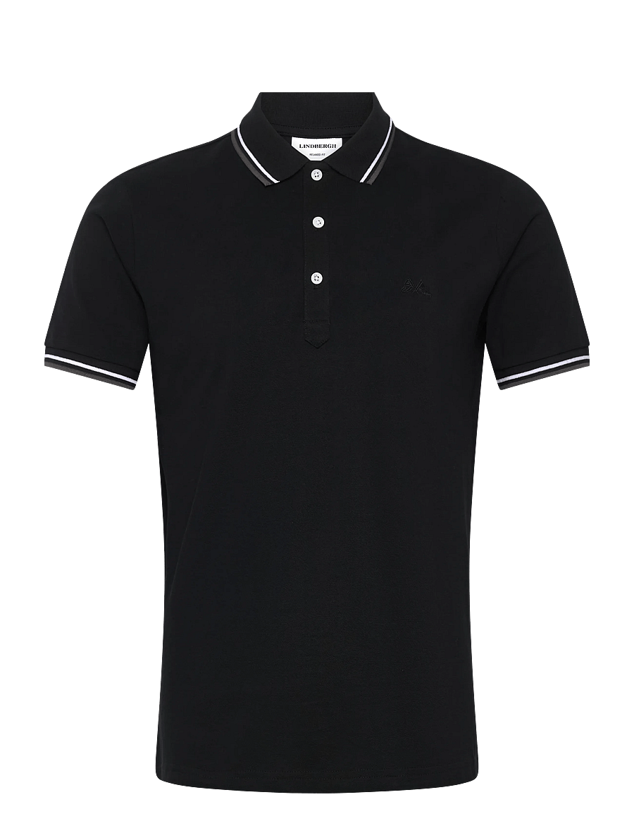 Lindbergh - Polo pique w. contrast piping - kurzärmelig - space black - 1
