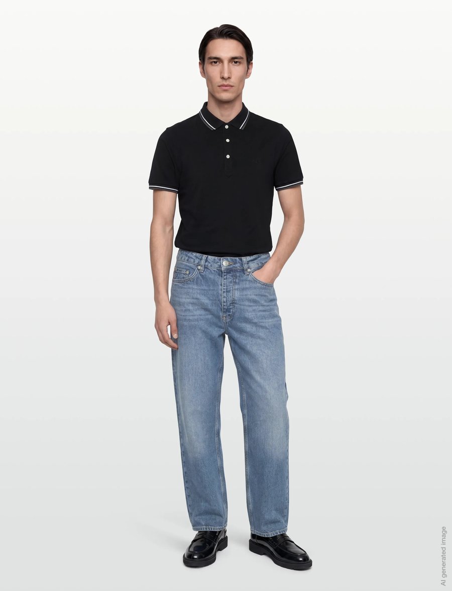 Lindbergh - Polo pique w. contrast piping - kurzärmelig - space black - 0