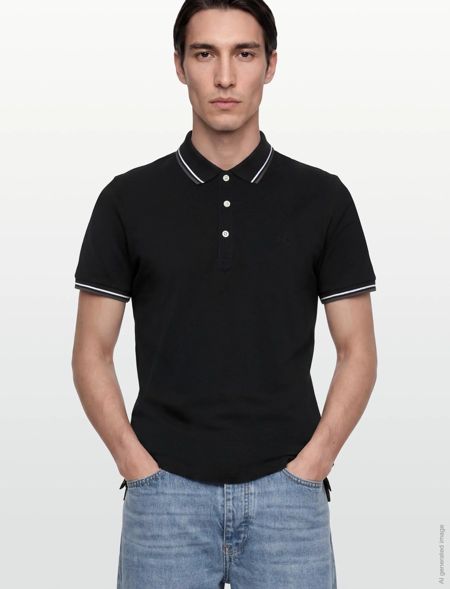 Lindbergh - Polo pique w. contrast piping - kurzärmelig - space black - 3