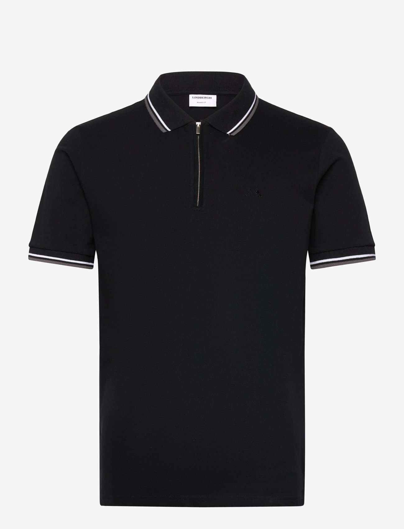 Lindbergh - Polo pique w. contrast piping - short-sleeved polos - space black - 1