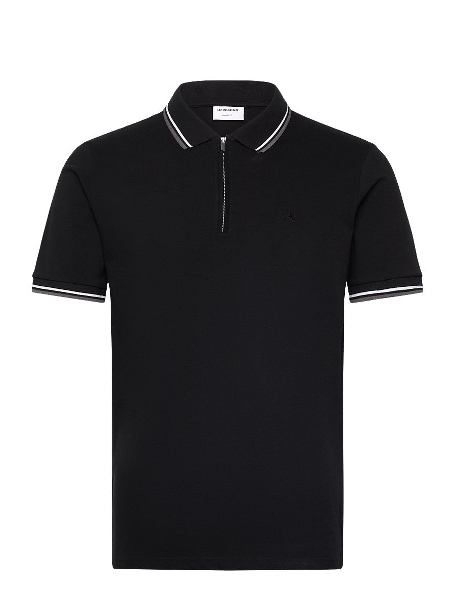 Lindbergh - Polo pique w. contrast piping - kurzärmelig - space black - 1