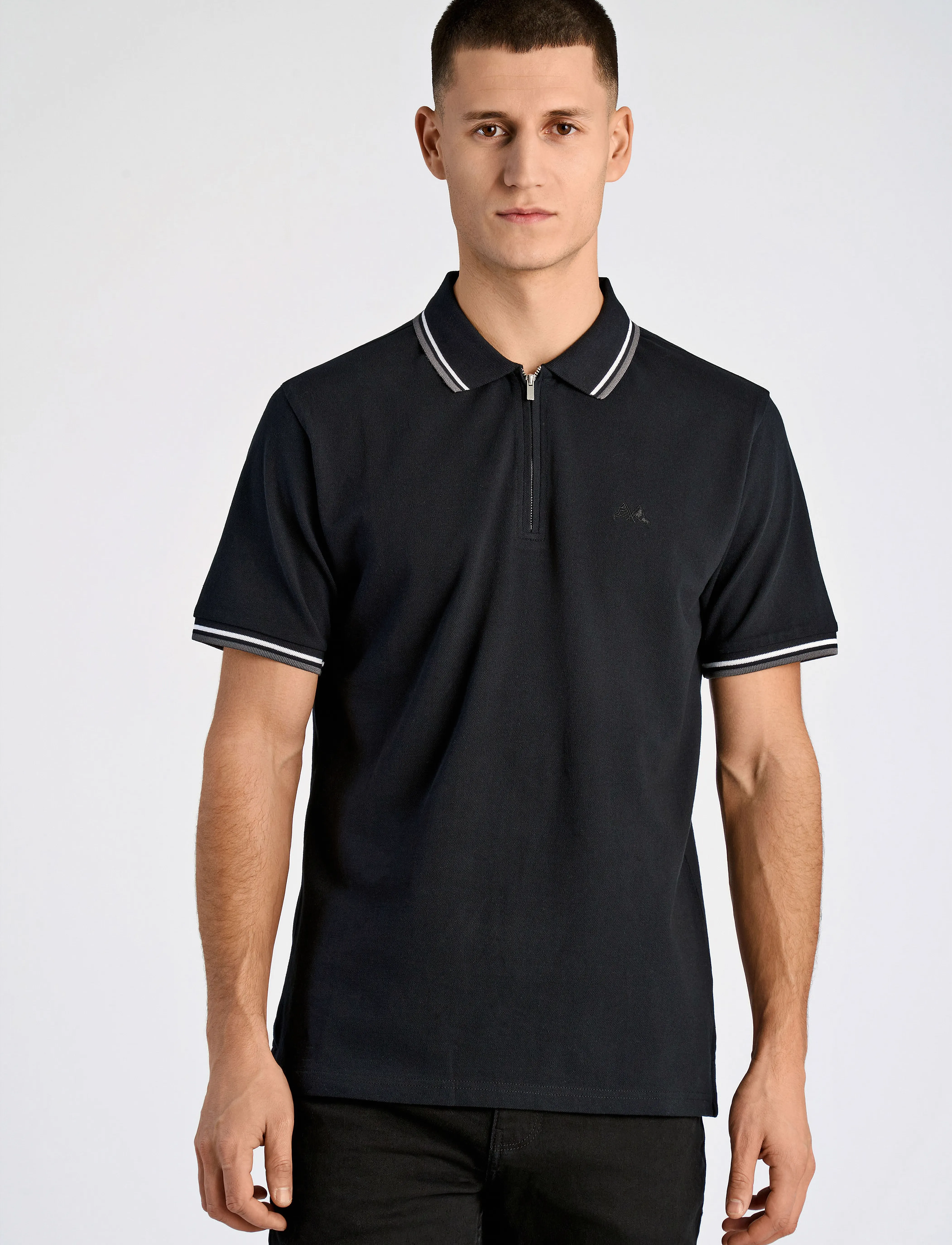 Lindbergh Polo pique w. contrast piping - Poloshirts - SPACE BLACK / black