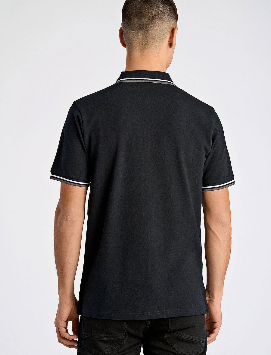 Lindbergh - Polo pique w. contrast piping - kurzärmelig - space black - 3
