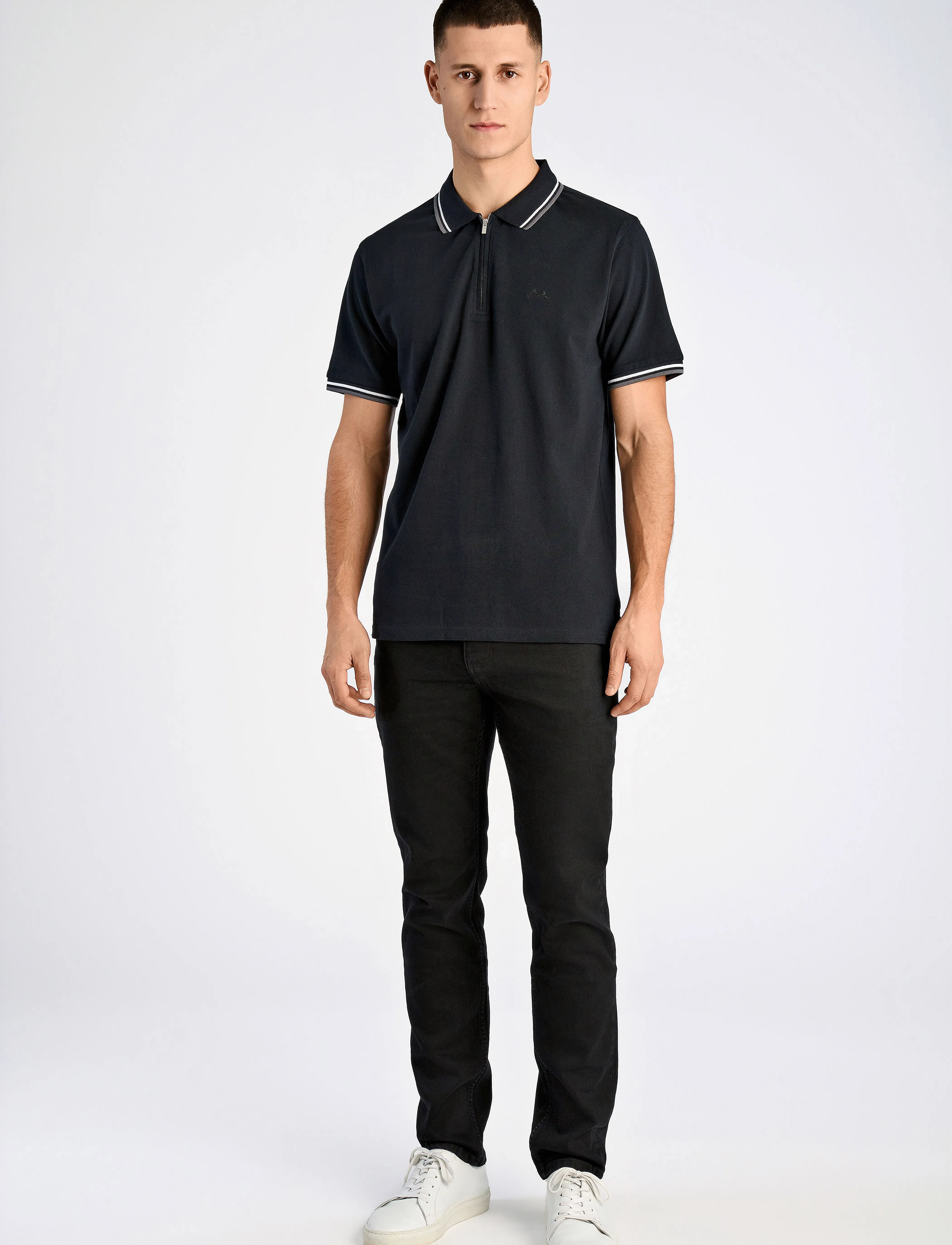 Lindbergh - Polo pique w. contrast piping - laveste priser - space black - 4