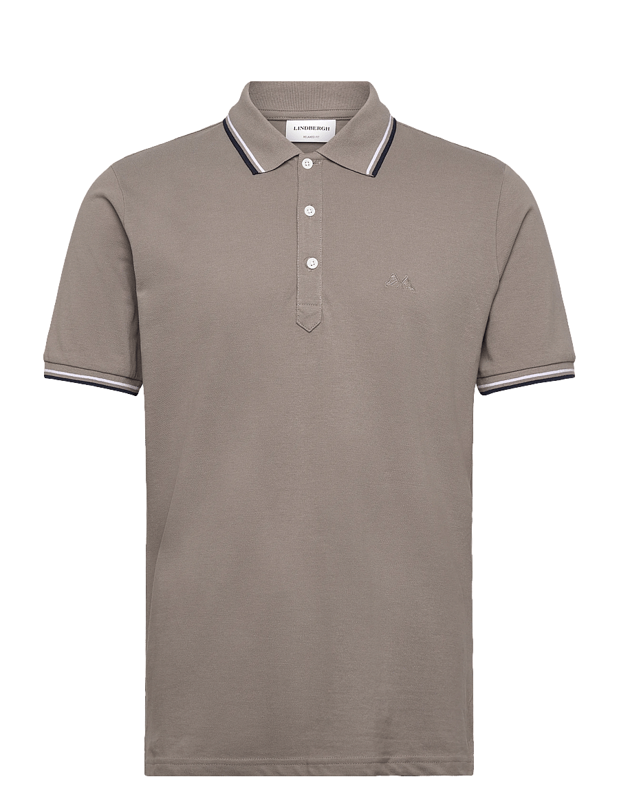 Lindbergh - Polo pique w. contrast piping - kurzärmelig - stone grey - 1