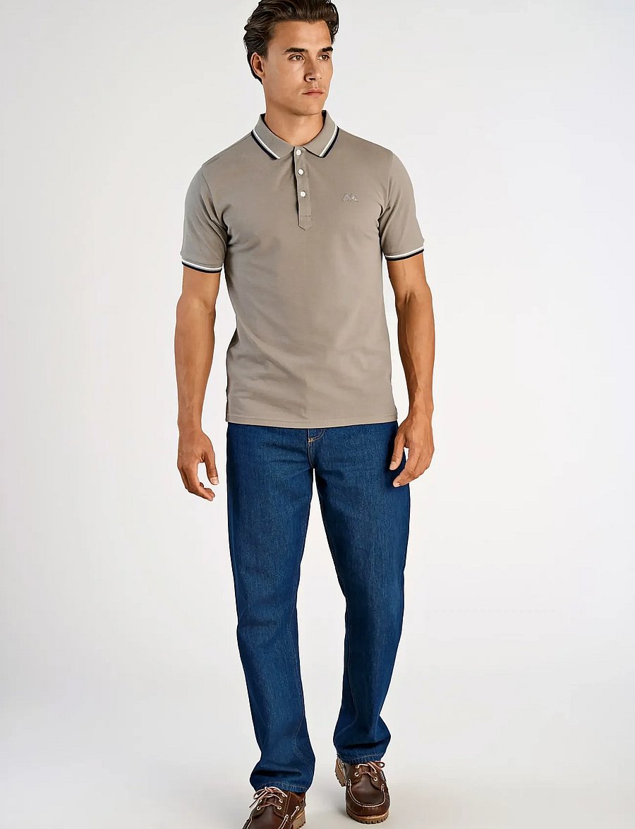 Lindbergh - Polo pique w. contrast piping - kurzärmelig - stone grey - 0