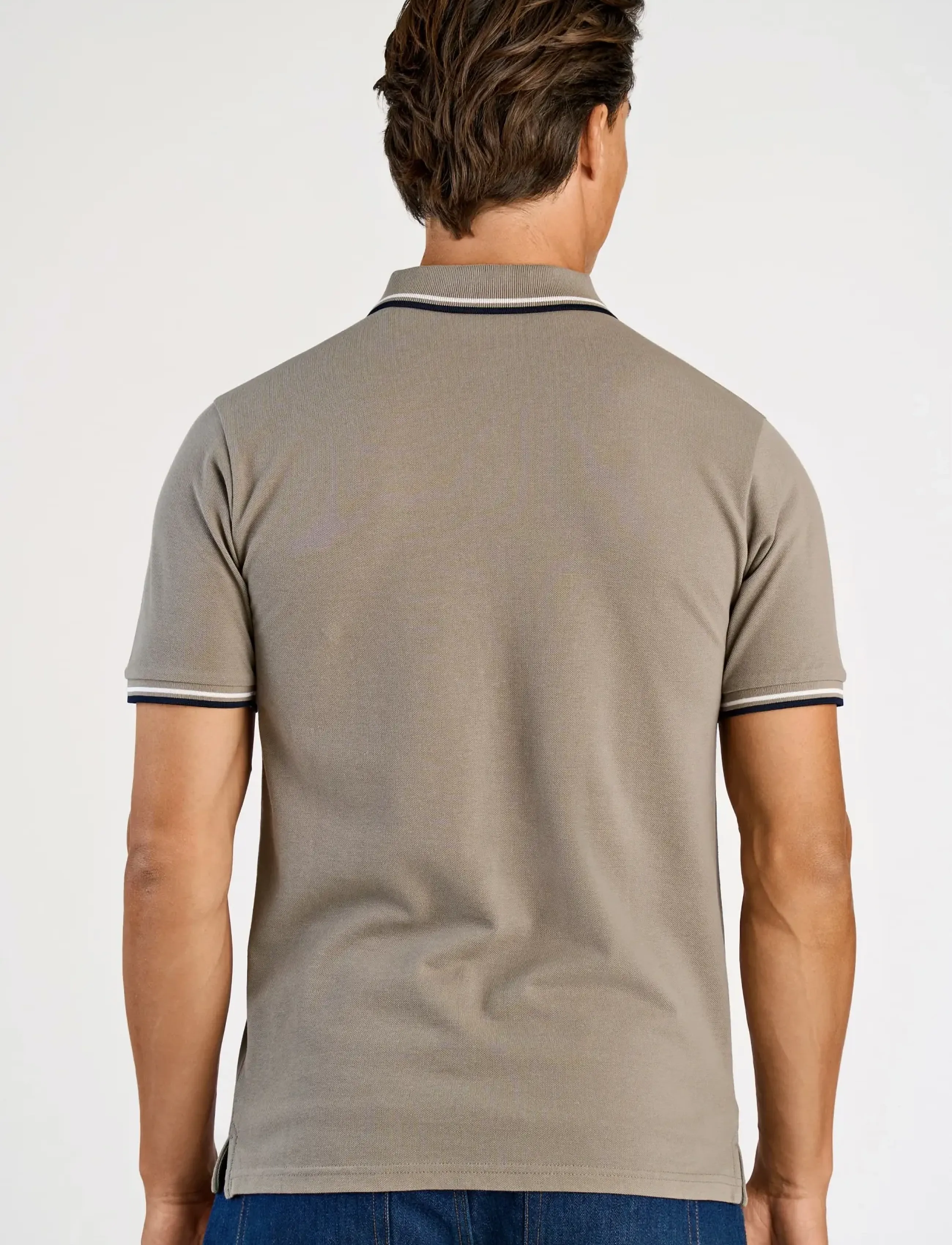 Lindbergh - Polo pique w. contrast piping - kortærmede poloer - stone grey - 4