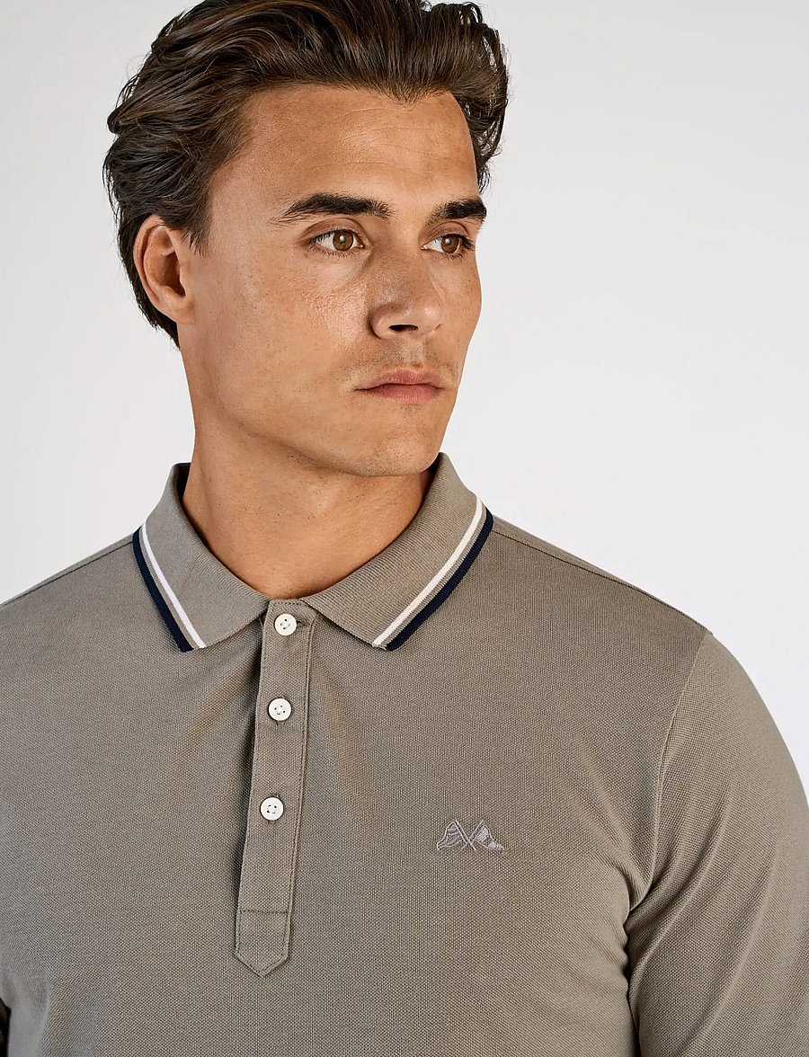 Lindbergh - Polo pique w. contrast piping - kurzärmelig - stone grey - 5