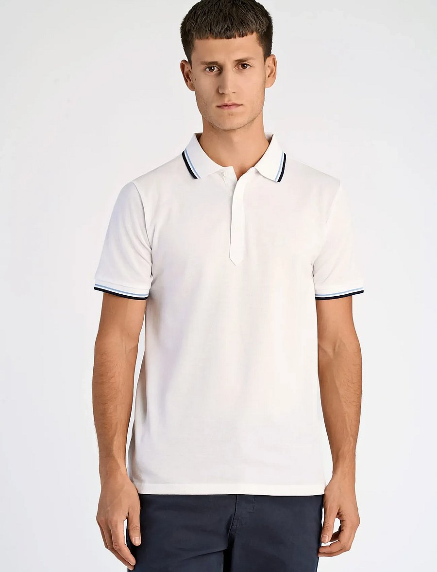 Lindbergh - Polo pique w. contrast piping - polo marškinėliai trumpomis rankovėmis - white wave - 0