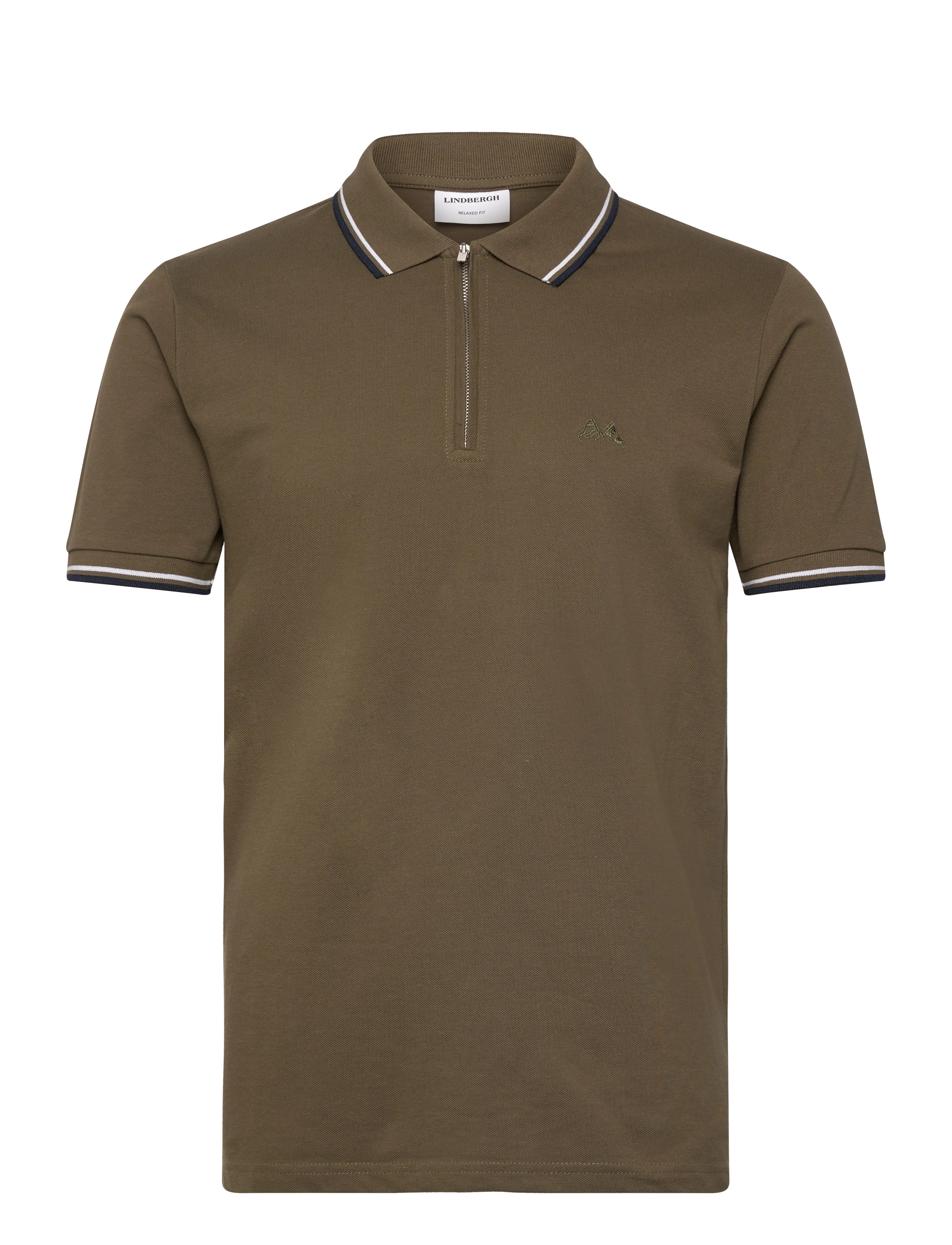 Lindbergh Polo pique w?. zip - Poloshirts - DK JUNGLE GREEN / khaki/green
