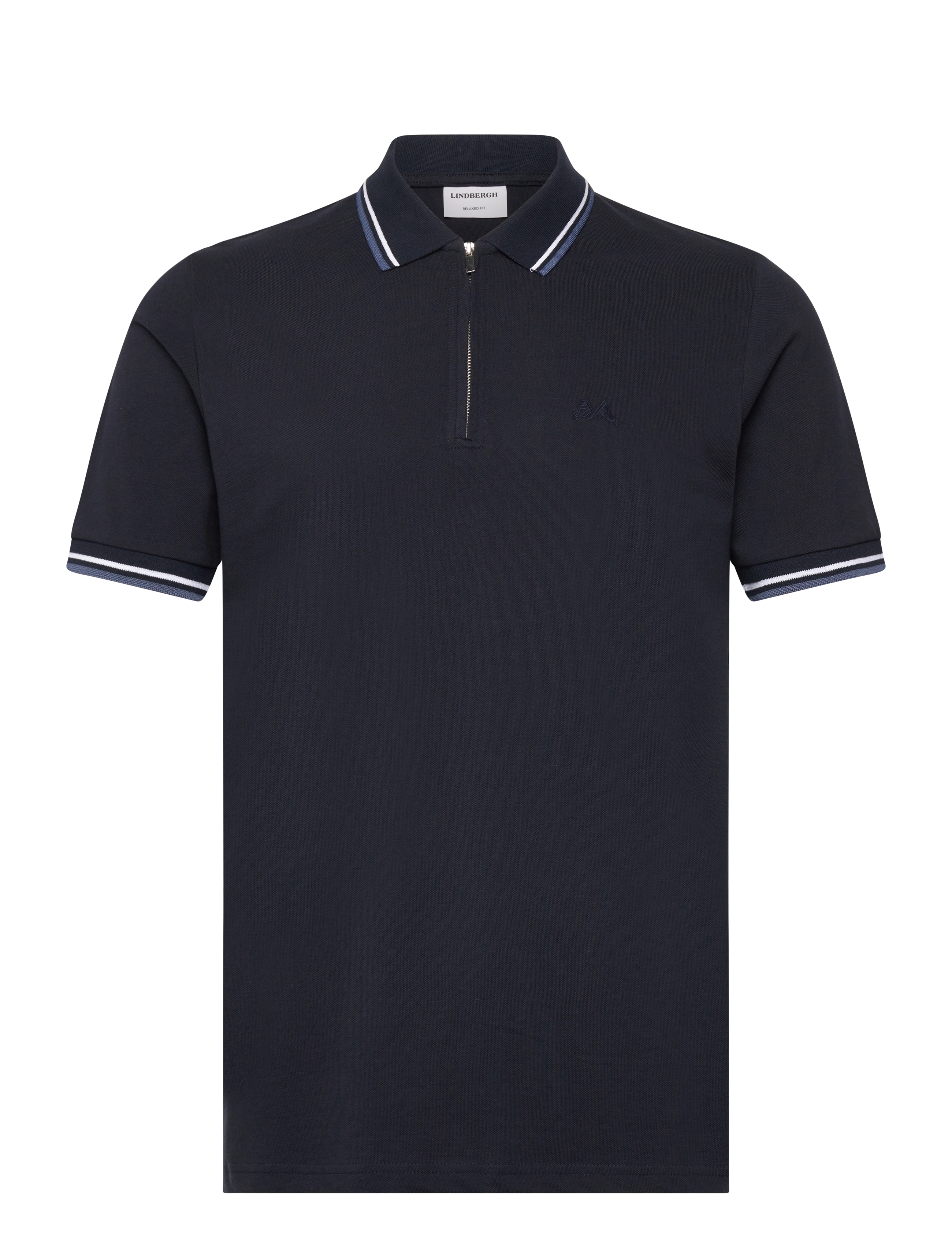 Lindbergh Polo pique w?. zip - Lindbergh - NAVY 424 / navy