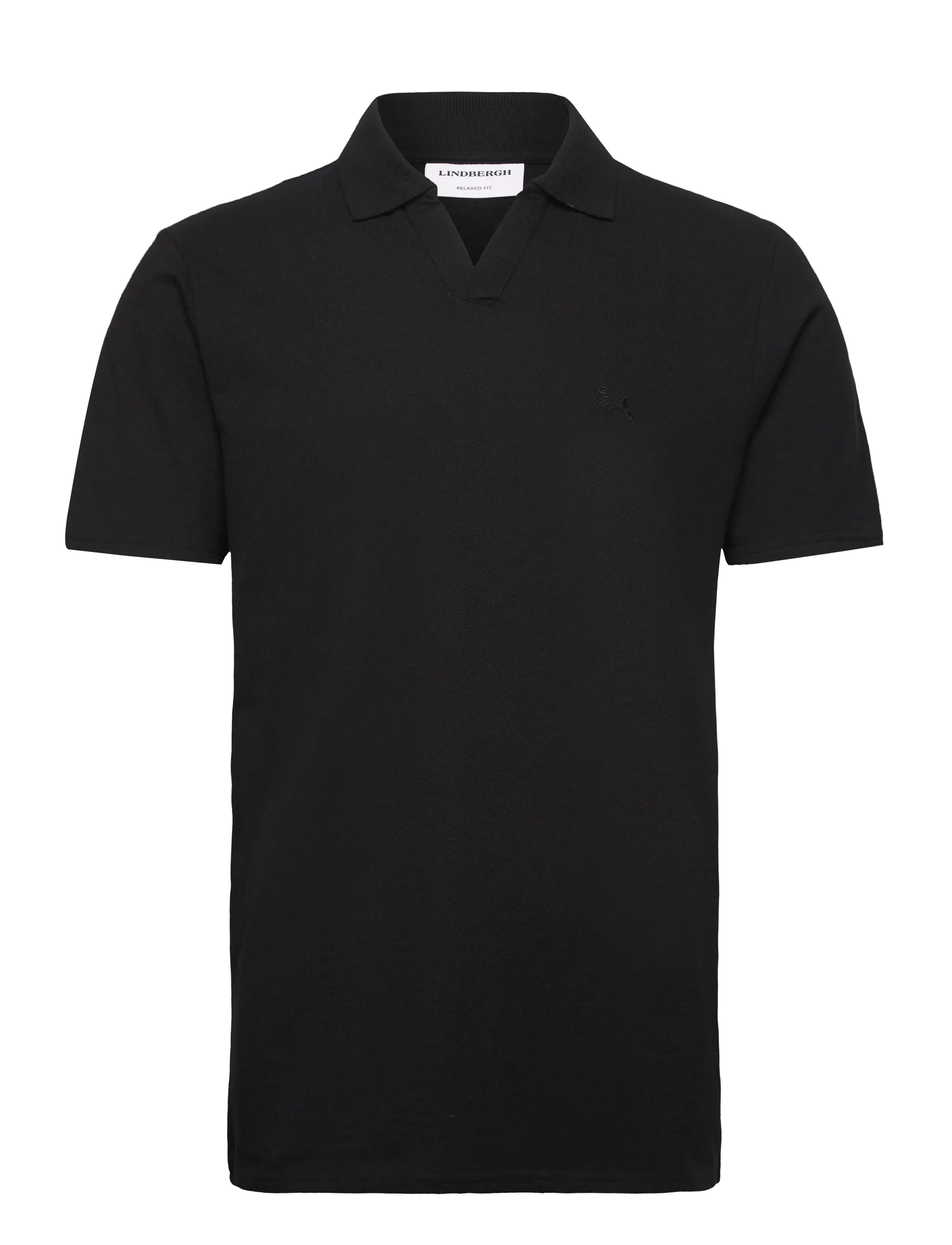 Polo shirt w?. split (recycled) - SPACE BLACK