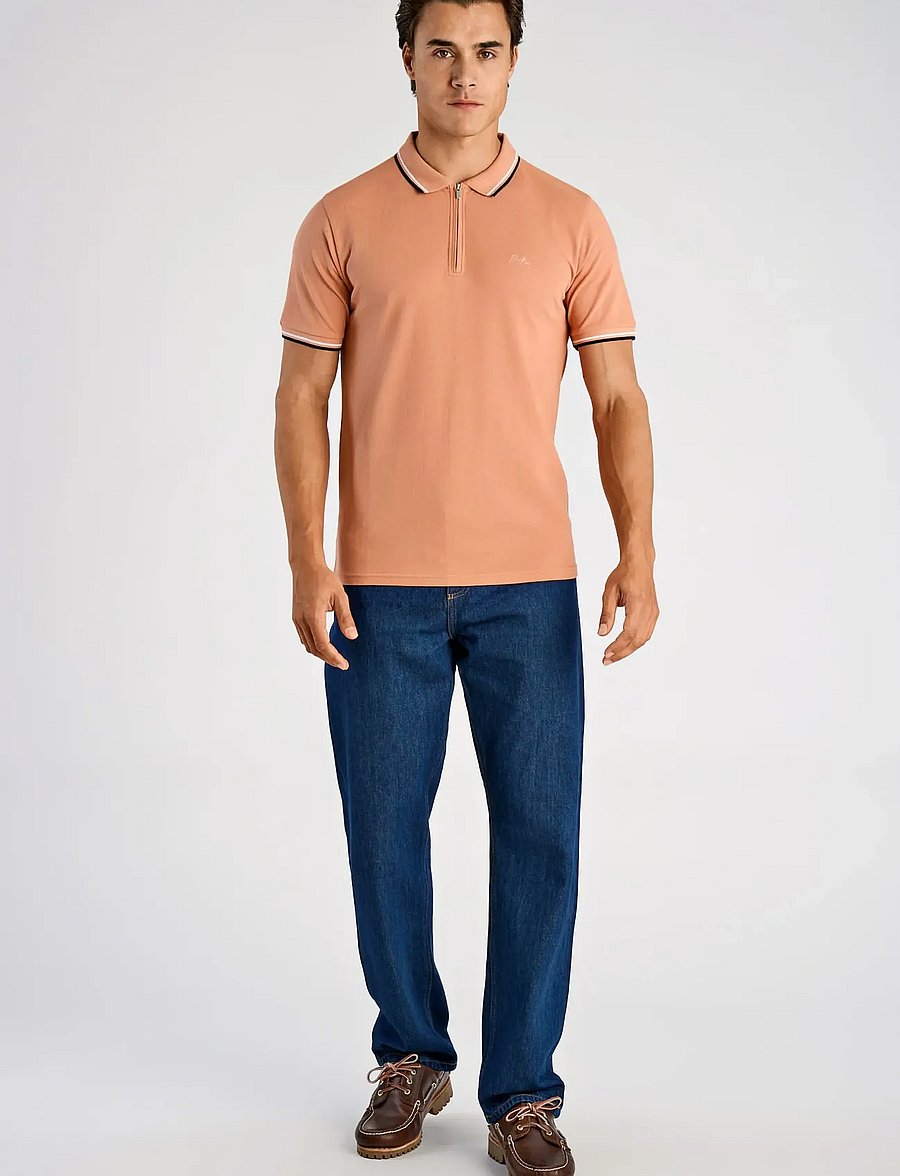 Lindbergh - Polo shirt w. contrast piping - kurzärmelig - baked rose - 0