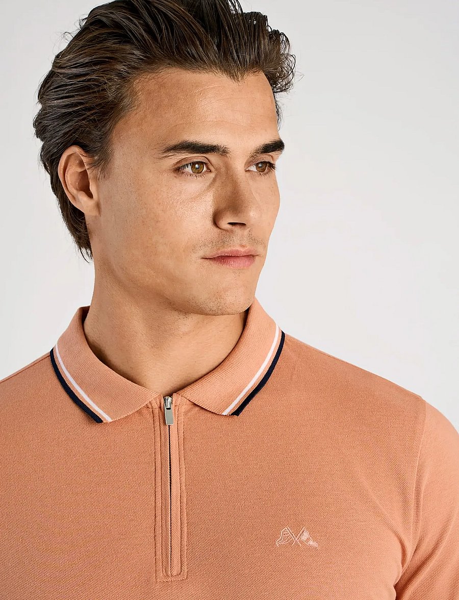 Lindbergh - Polo shirt w. contrast piping - kurzärmelig - baked rose - 5