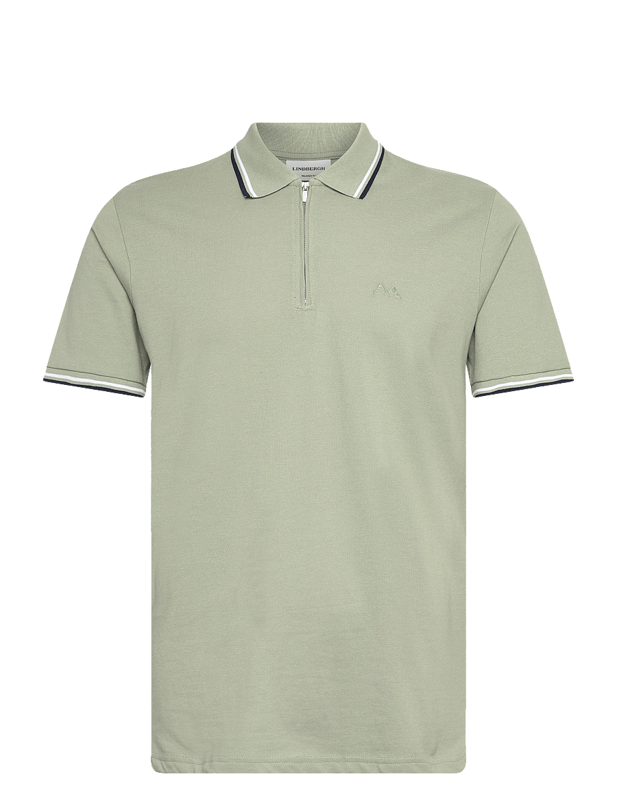 Lindbergh - Polo shirt w. contrast piping - kurzärmelig - sage green - 1