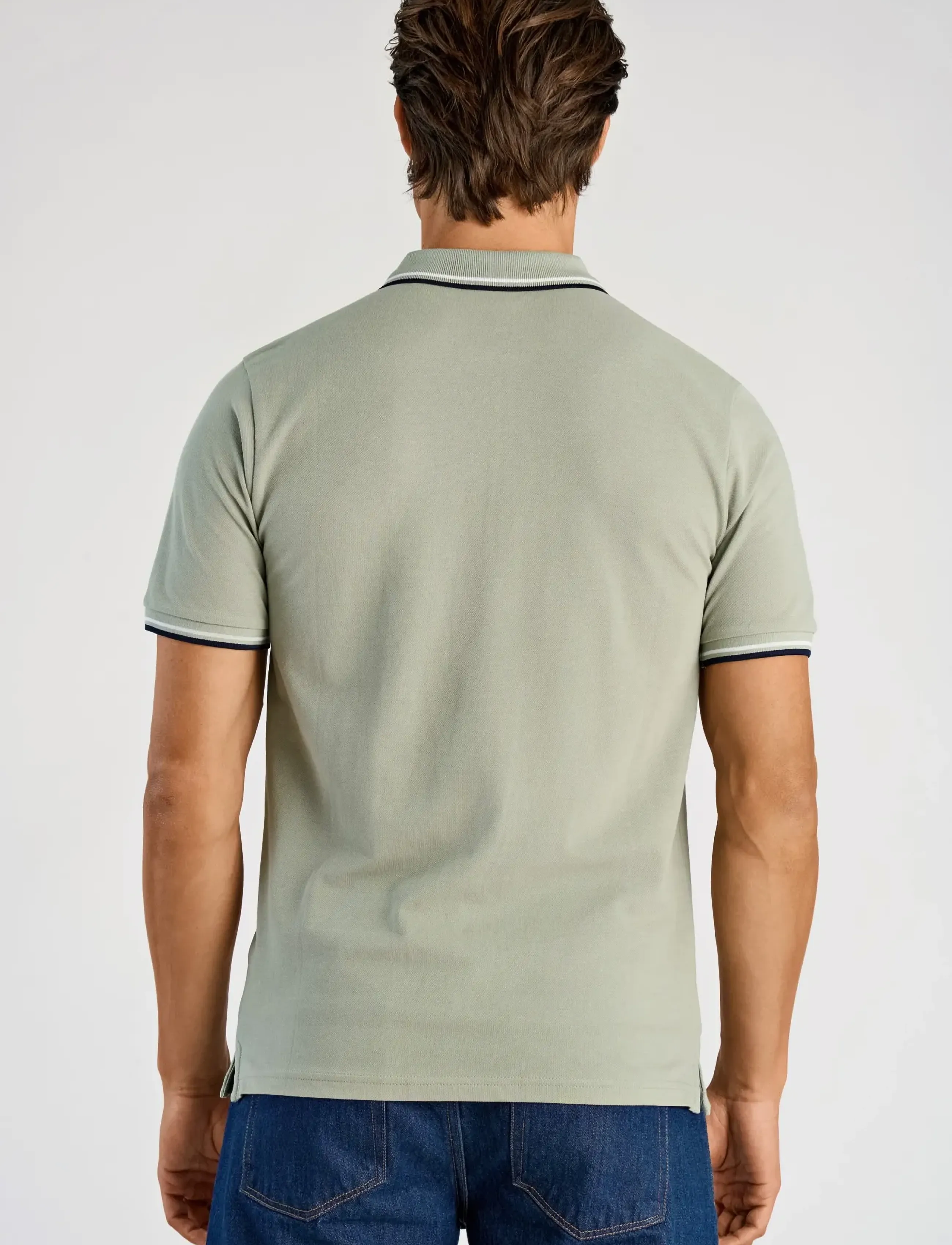 Lindbergh - Polo shirt w. contrast piping - kortærmede poloer - sage green - 4