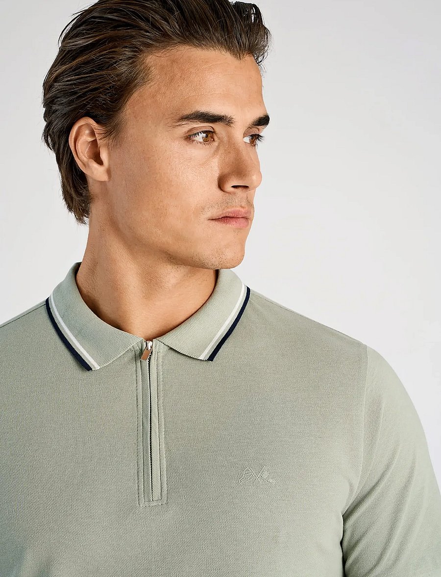 Lindbergh - Polo shirt w. contrast piping - kurzärmelig - sage green - 5