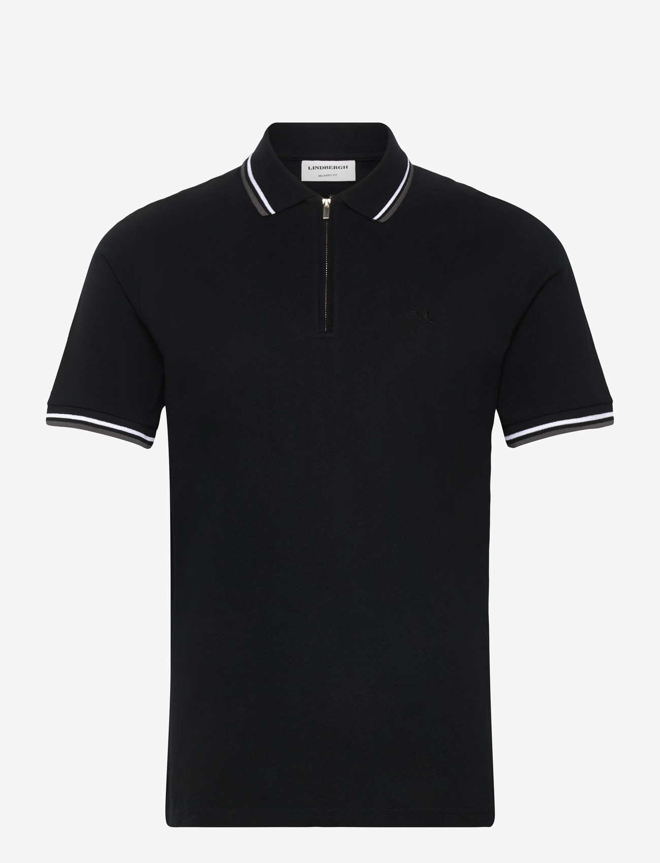 Lindbergh - Polo shirt w?. zip neck - kurzärmelig - space black - 0