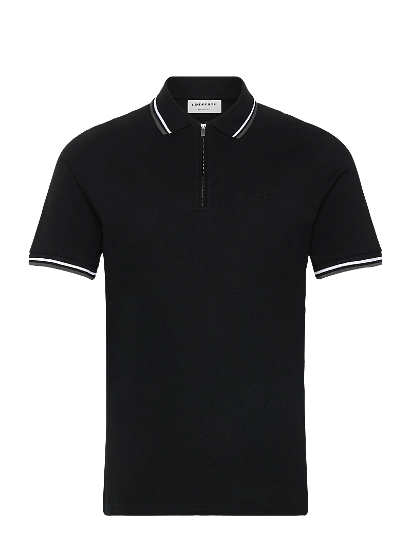 Lindbergh - Polo shirt w?. zip neck - kurzärmelig - space black - 0